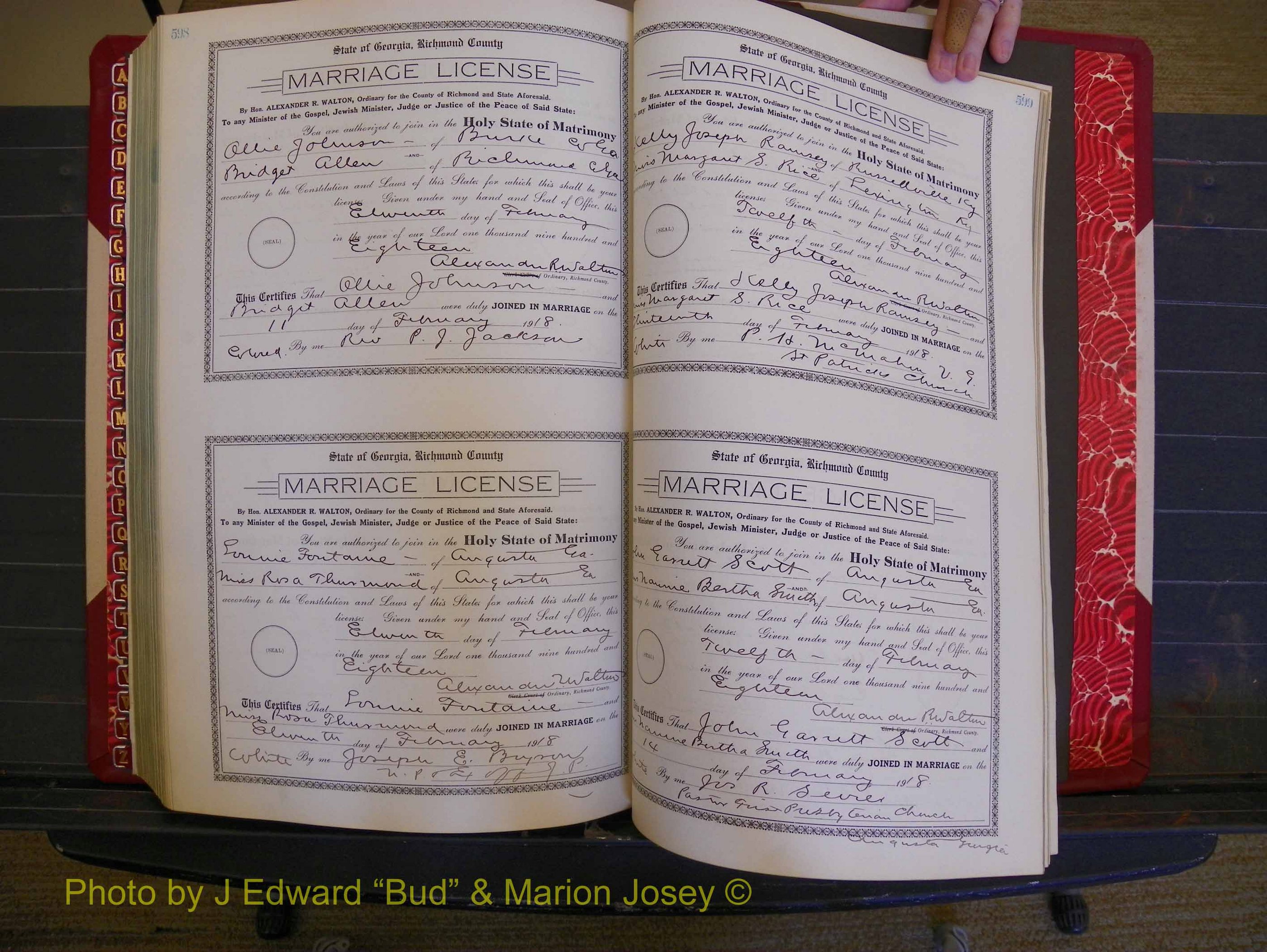 Richmond Marriages, Book KK, 1917-1918 P 598-599.JPG
