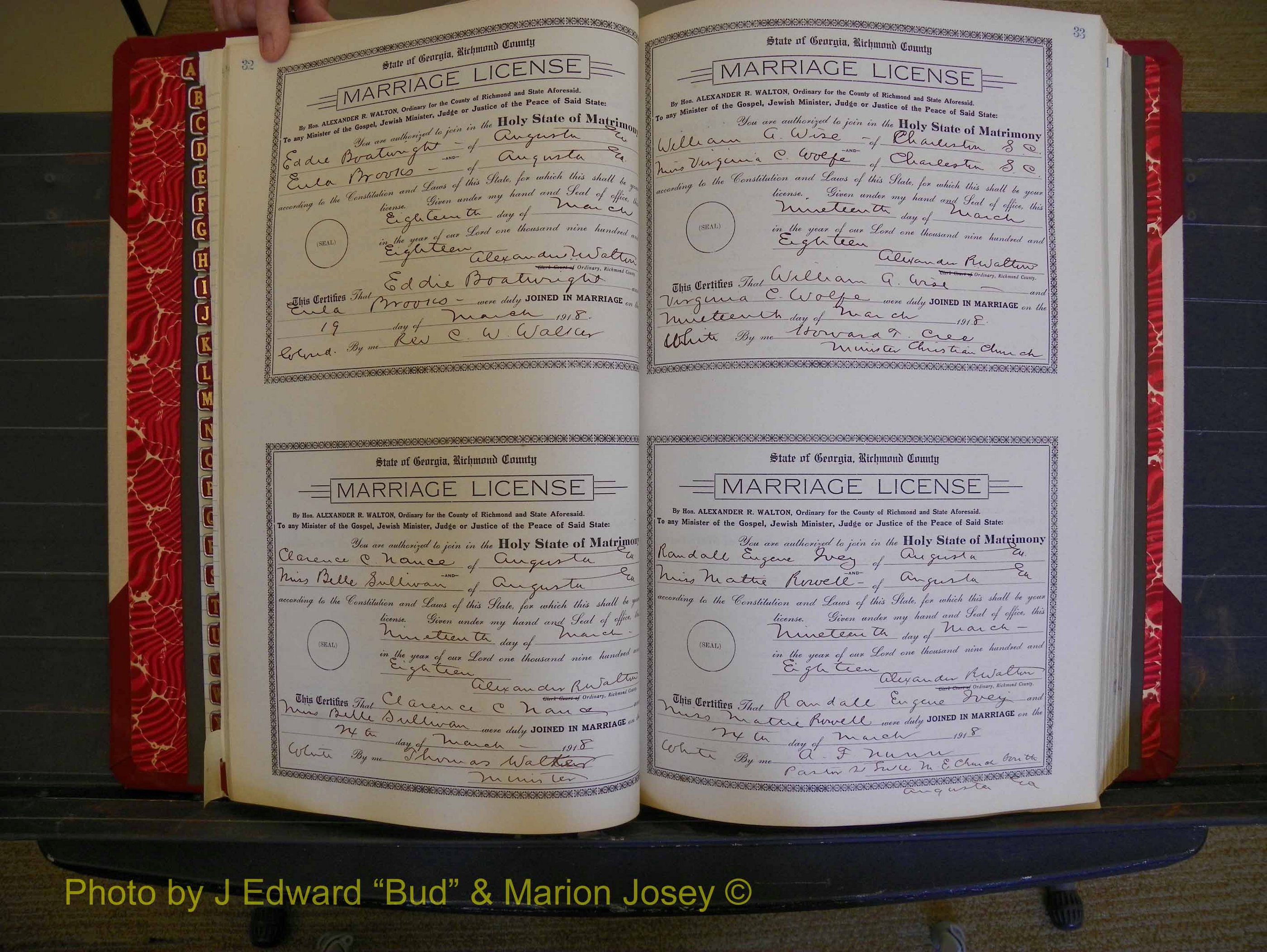 Richmond Marriages, Book LL, 1918 P 032-033.JPG