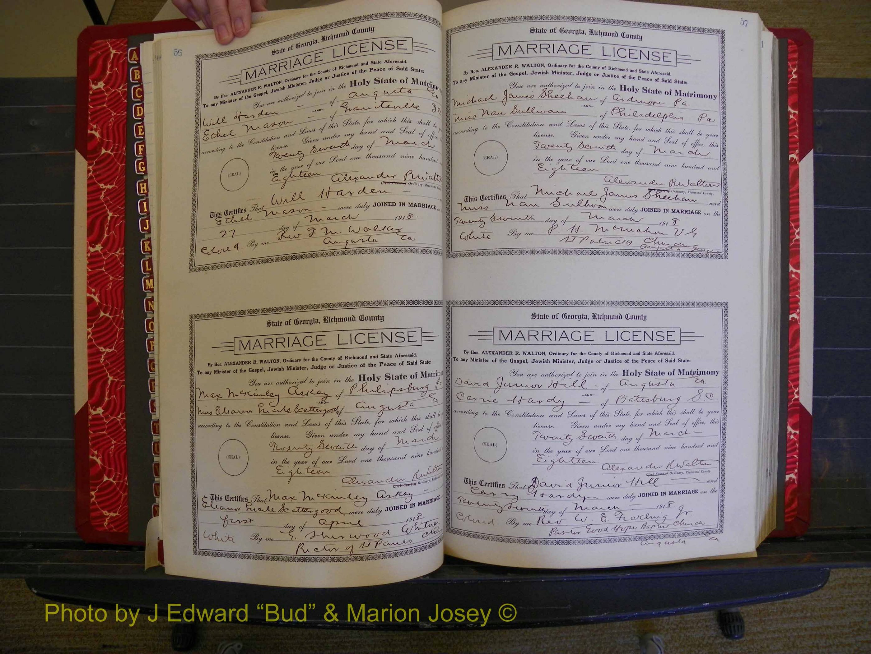 Richmond Marriages, Book LL, 1918 P 056-057.JPG