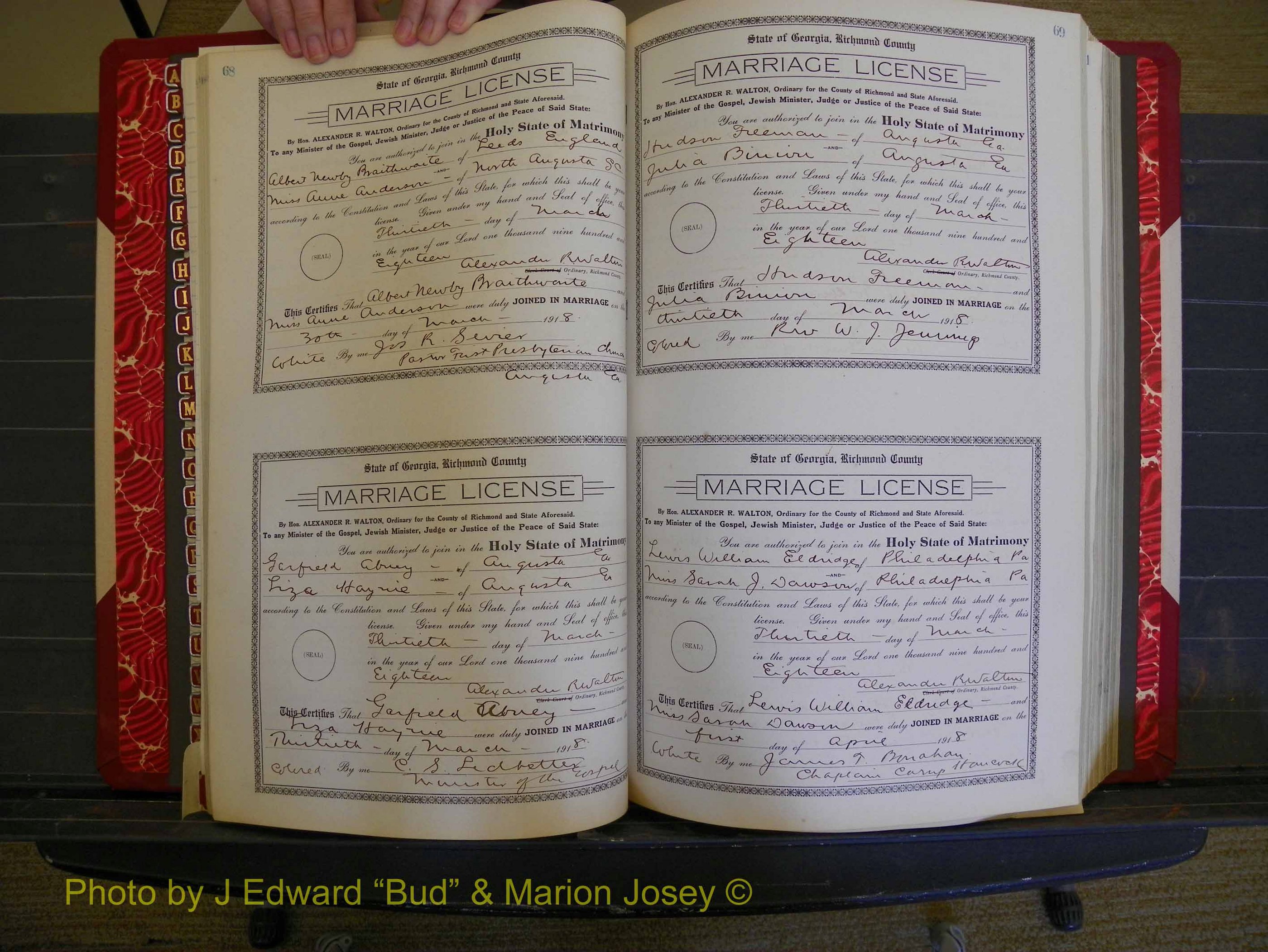 Richmond Marriages, Book LL, 1918 P 068-069.JPG