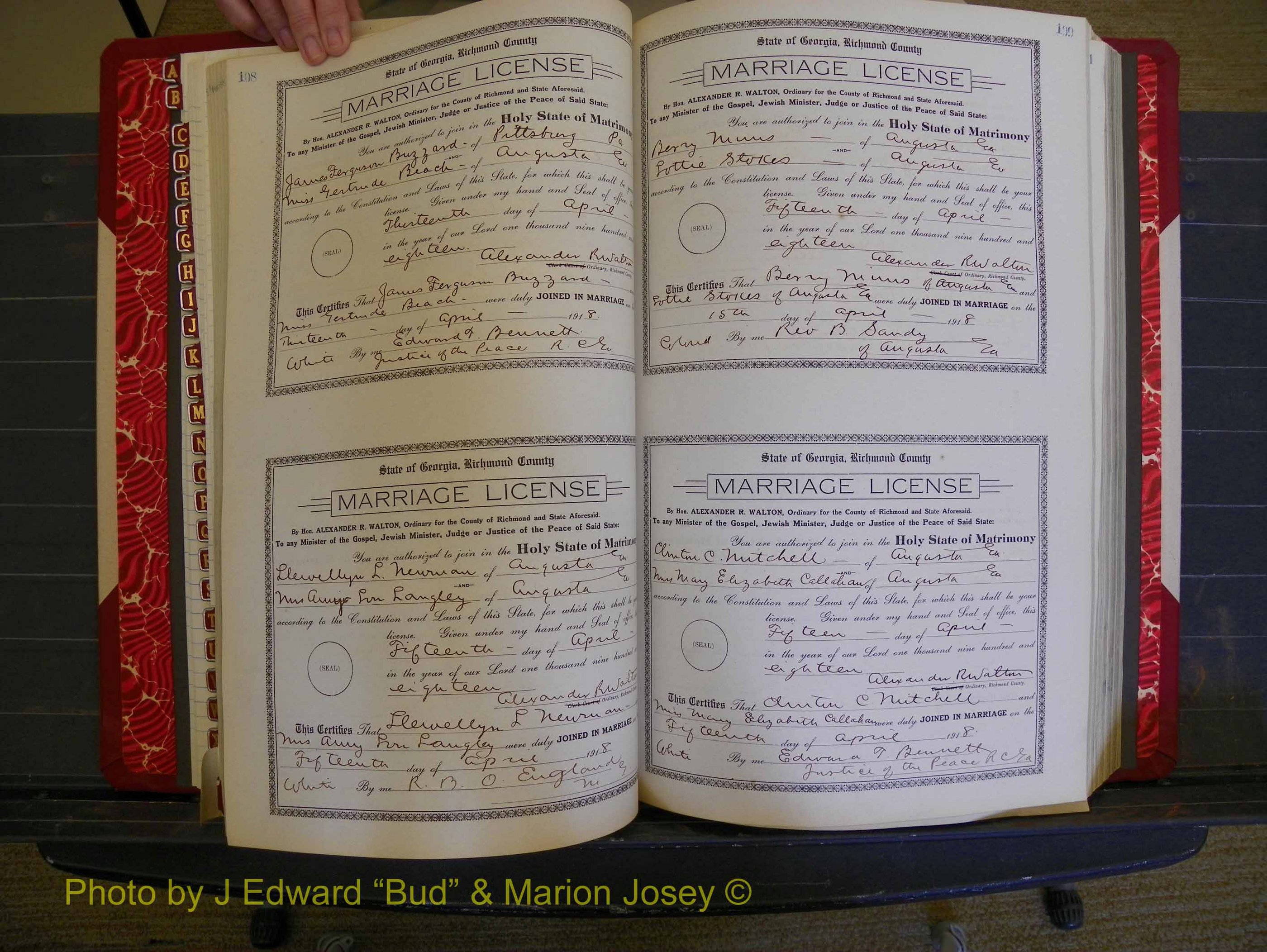 Richmond Marriages, Book LL, 1918 P 108-109.JPG
