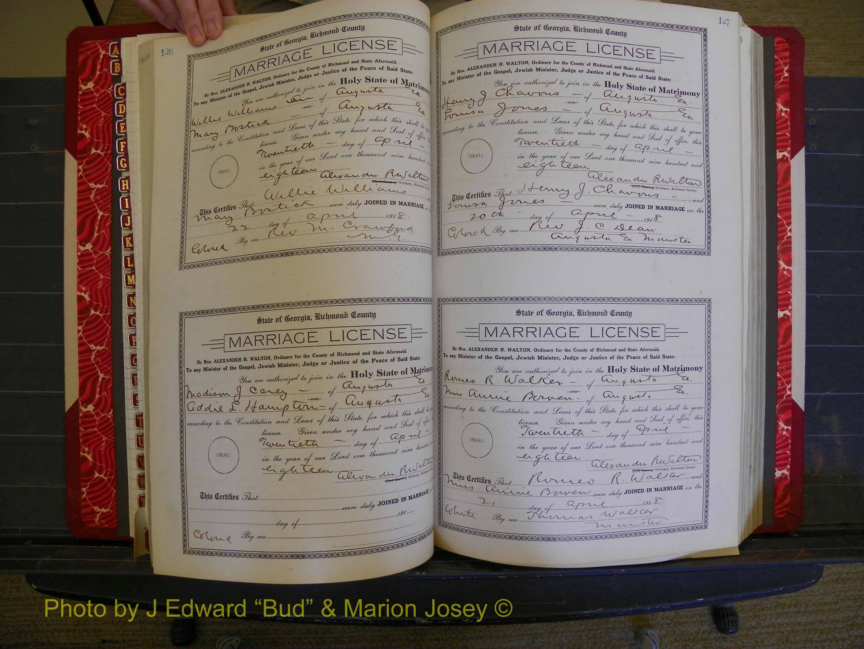Richmond Marriages, Book LL, 1918 P 126-127.JPG