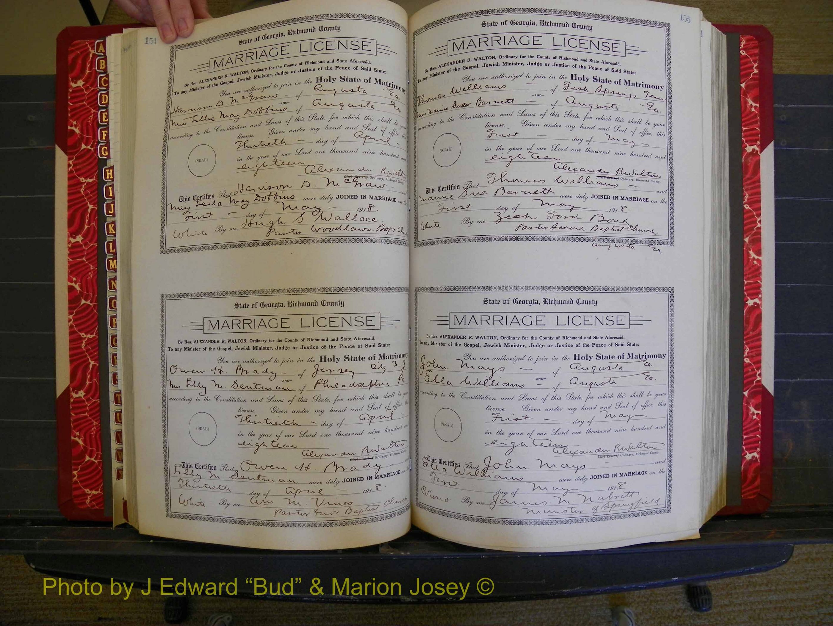 Richmond Marriages, Book LL, 1918 P 154-155.JPG
