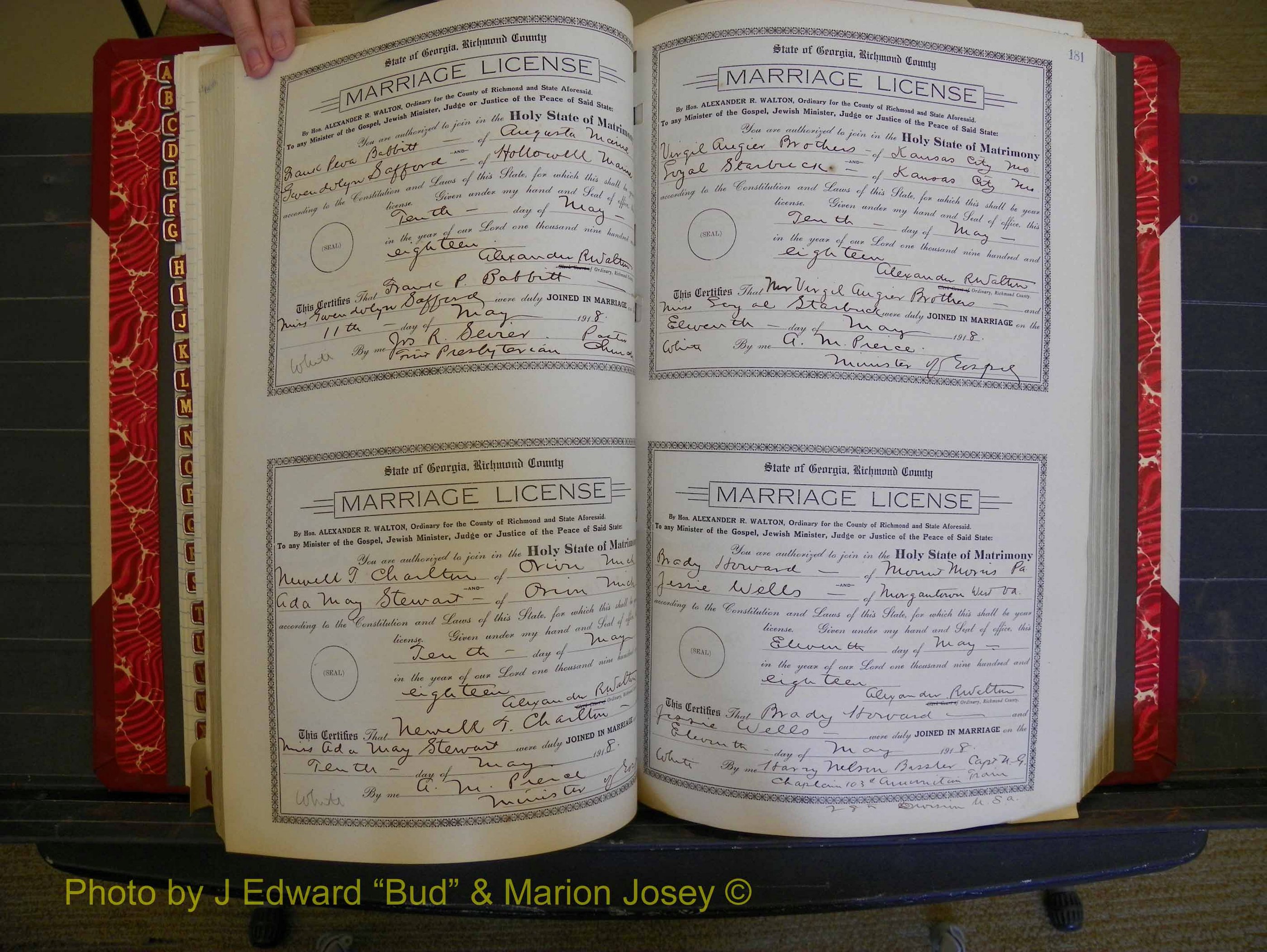 Richmond Marriages, Book LL, 1918 P 180-181.JPG