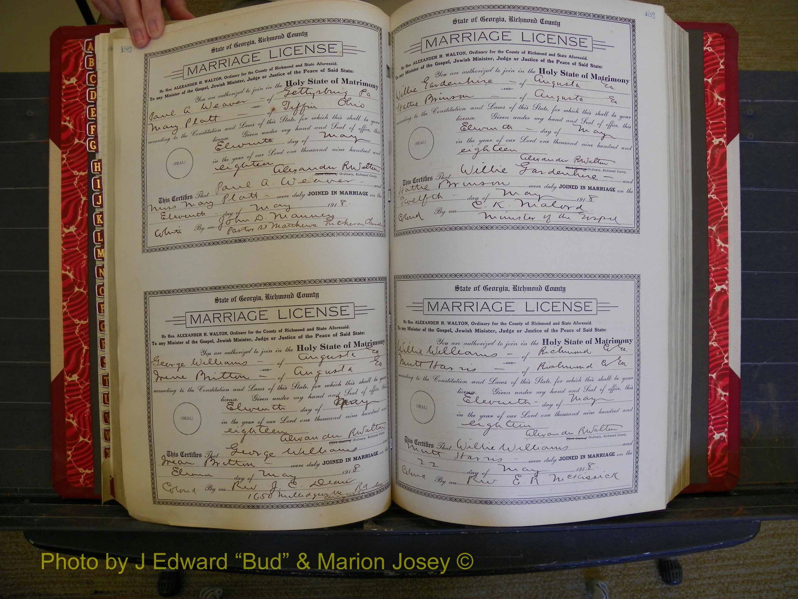 Richmond Marriages, Book LL, 1918 P 182-183.JPG