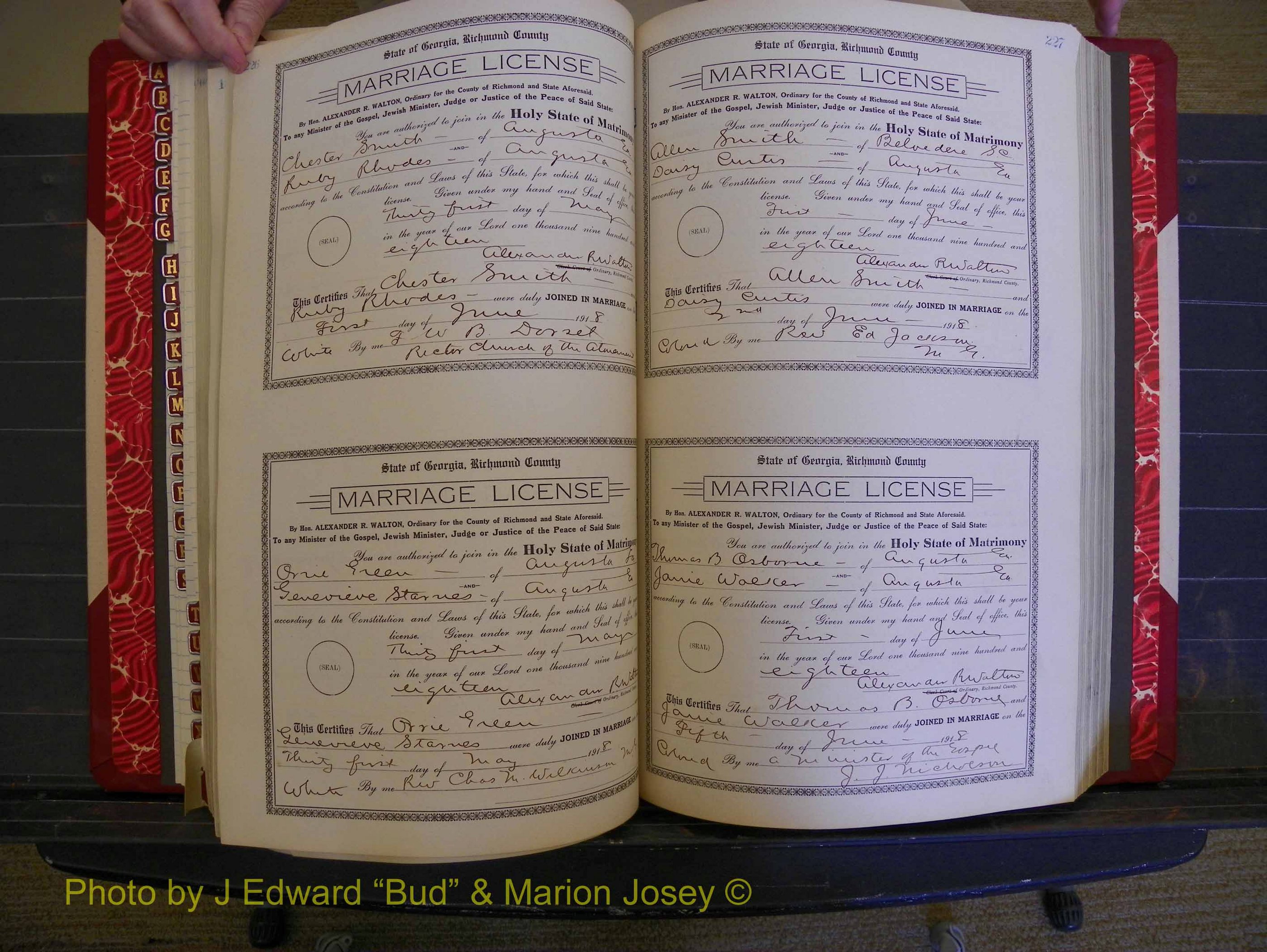 Richmond Marriages, Book LL, 1918 P 226-227.JPG