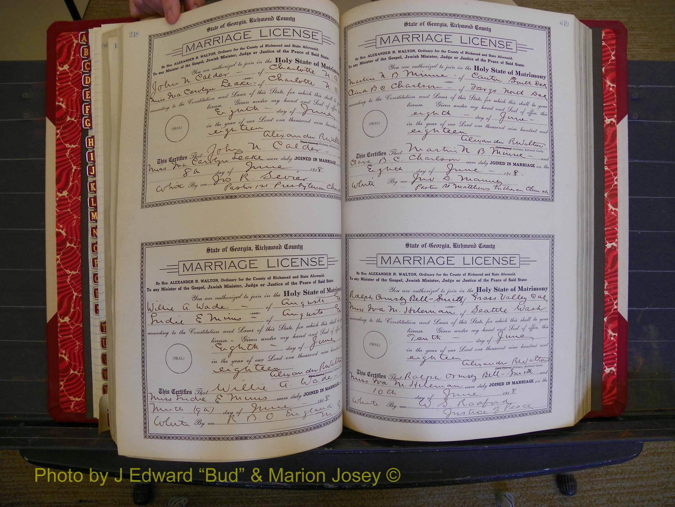 Richmond Marriages, Book LL, 1918 P 248-249.JPG
