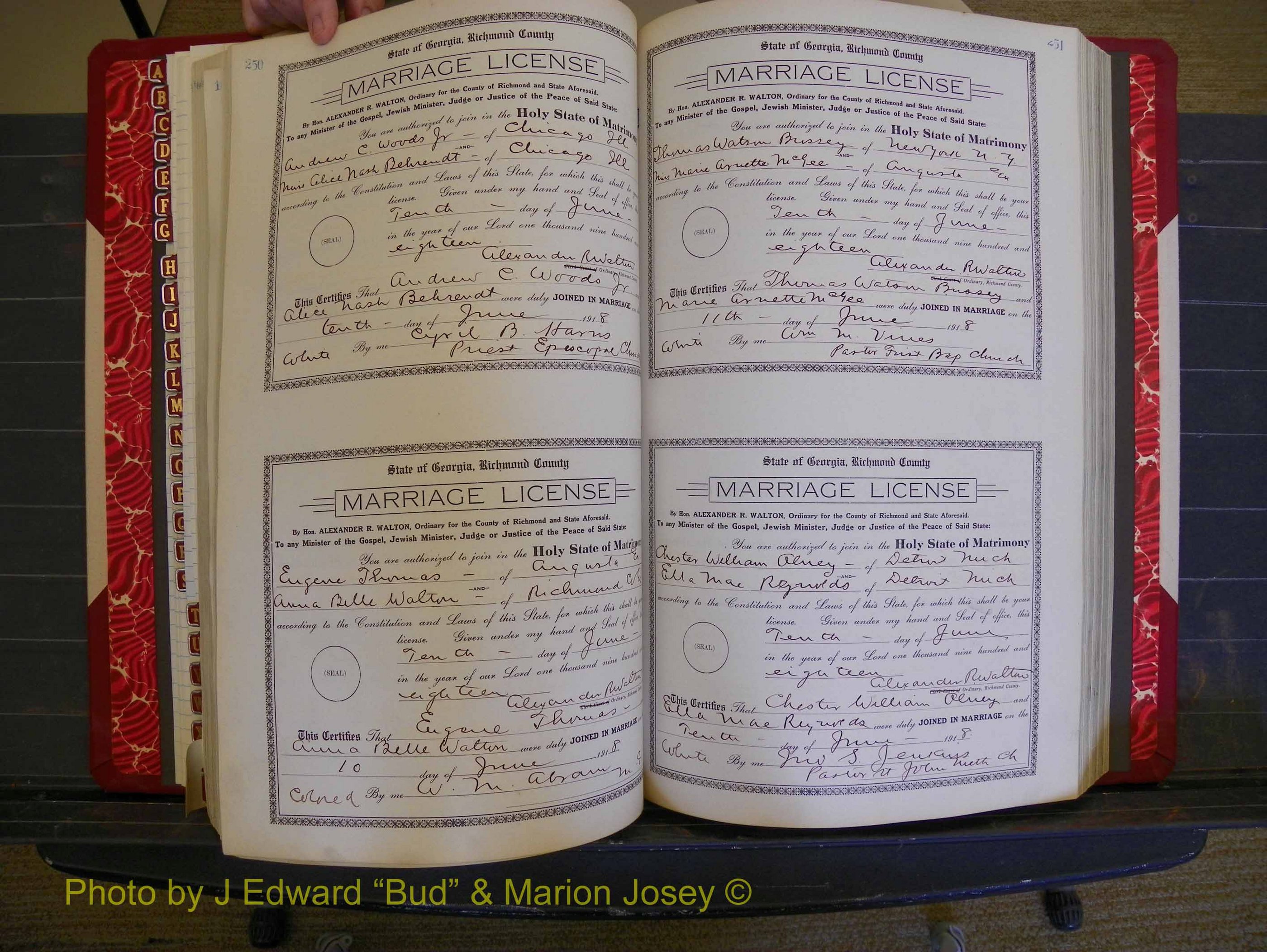 Richmond Marriages, Book LL, 1918 P 250-251.JPG