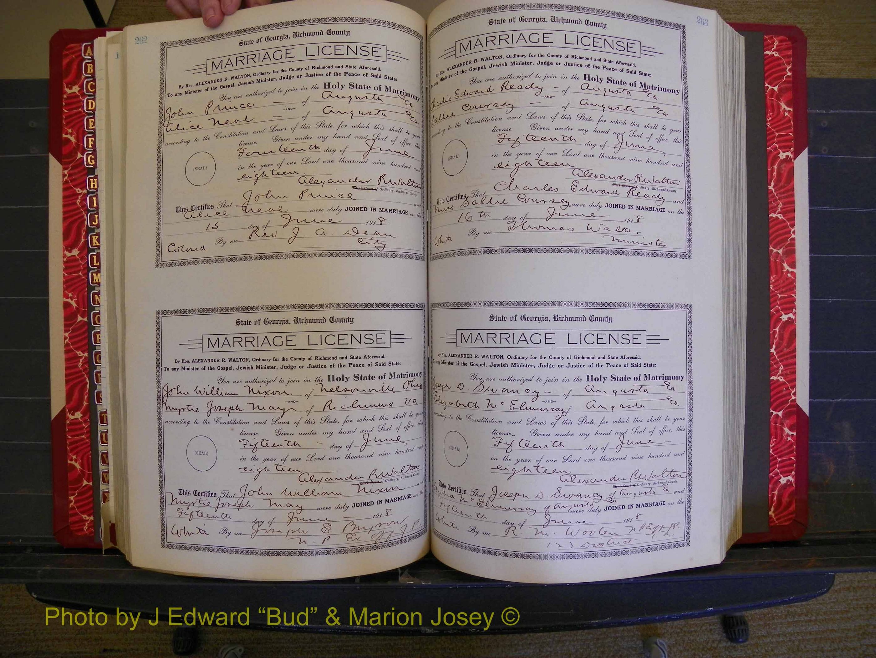 Richmond Marriages, Book LL, 1918 P 262-263.JPG
