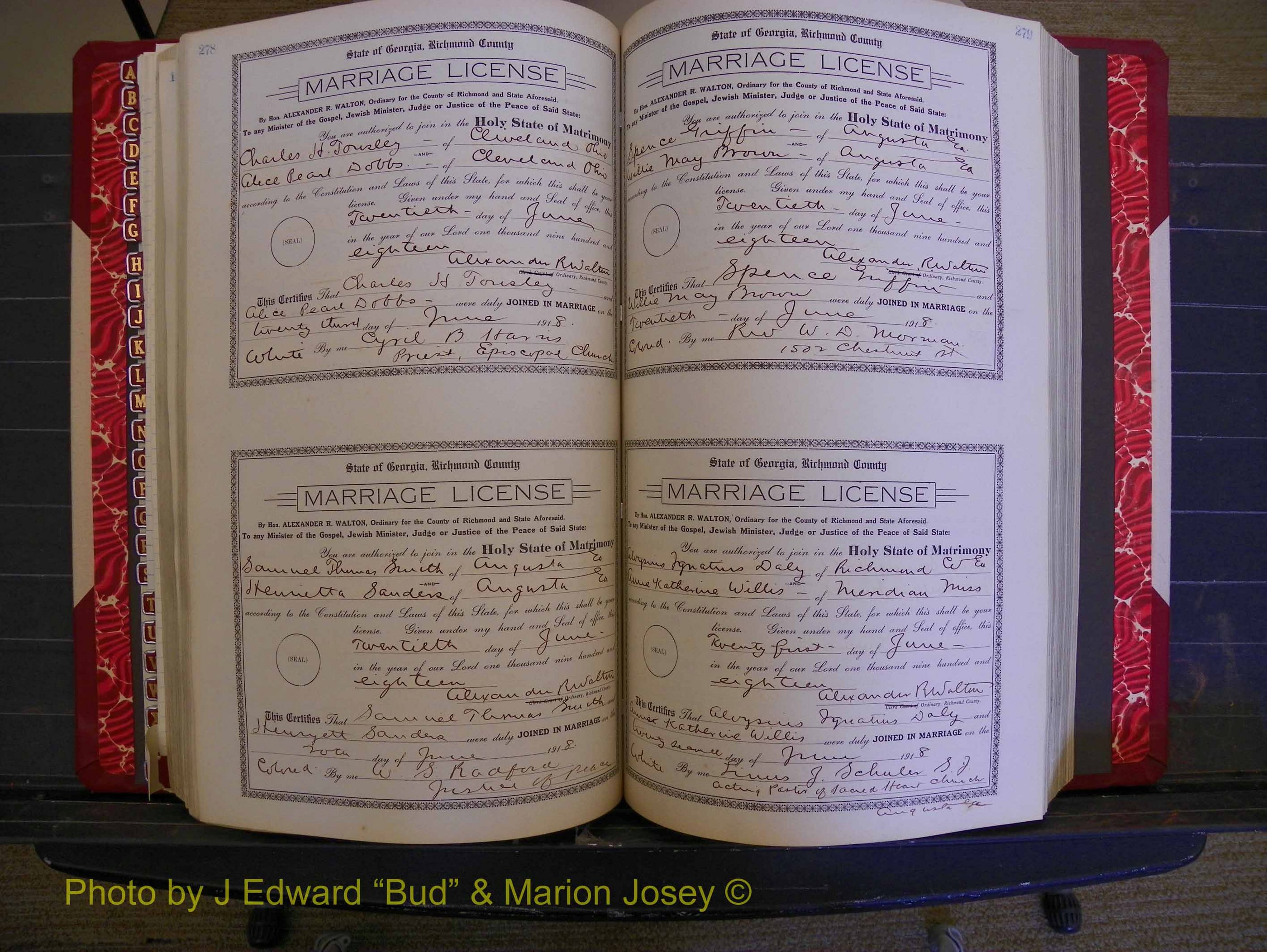 Richmond Marriages, Book LL, 1918 P 278-279.JPG