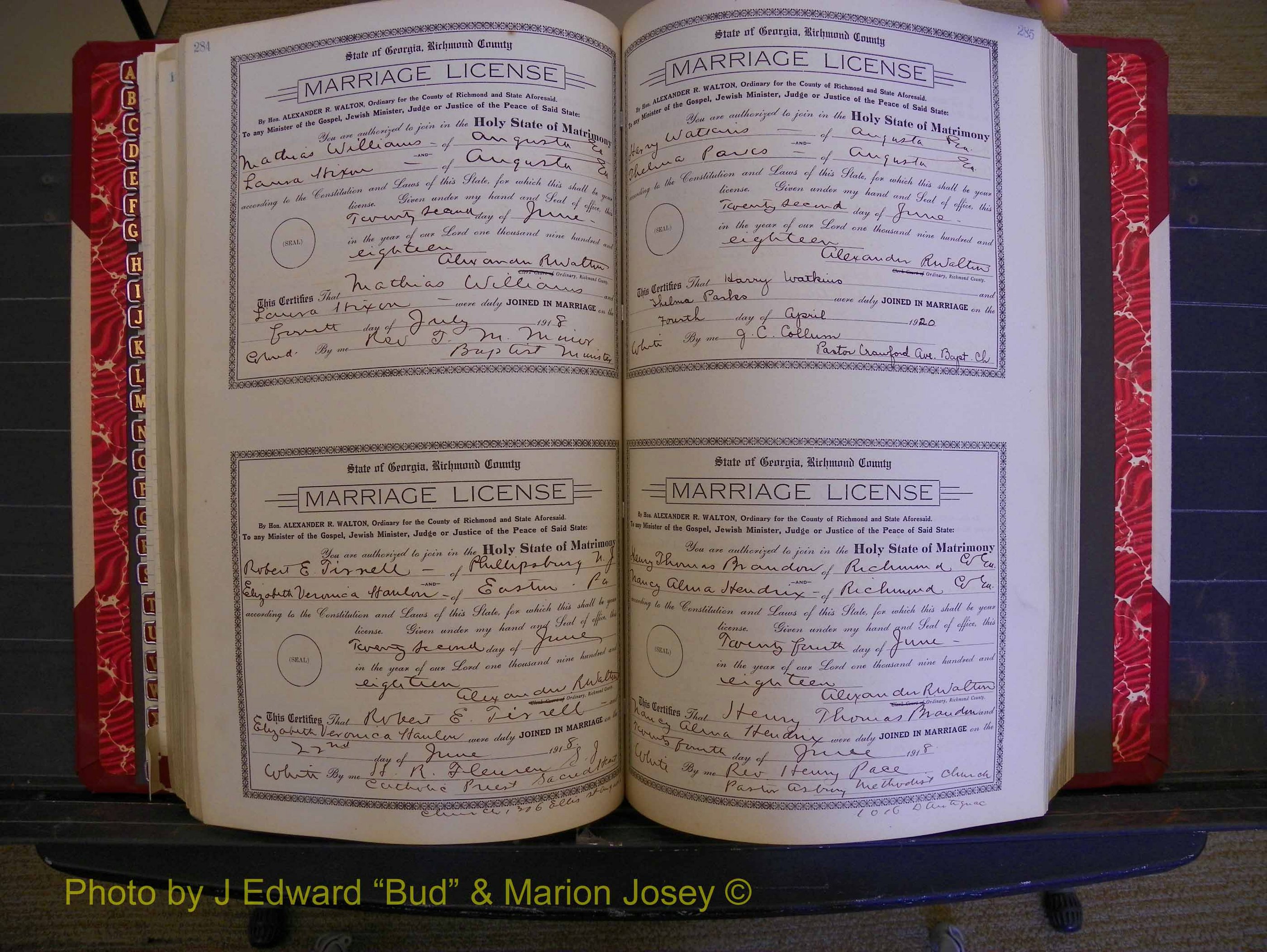 Richmond Marriages, Book LL, 1918 P 284-285.JPG