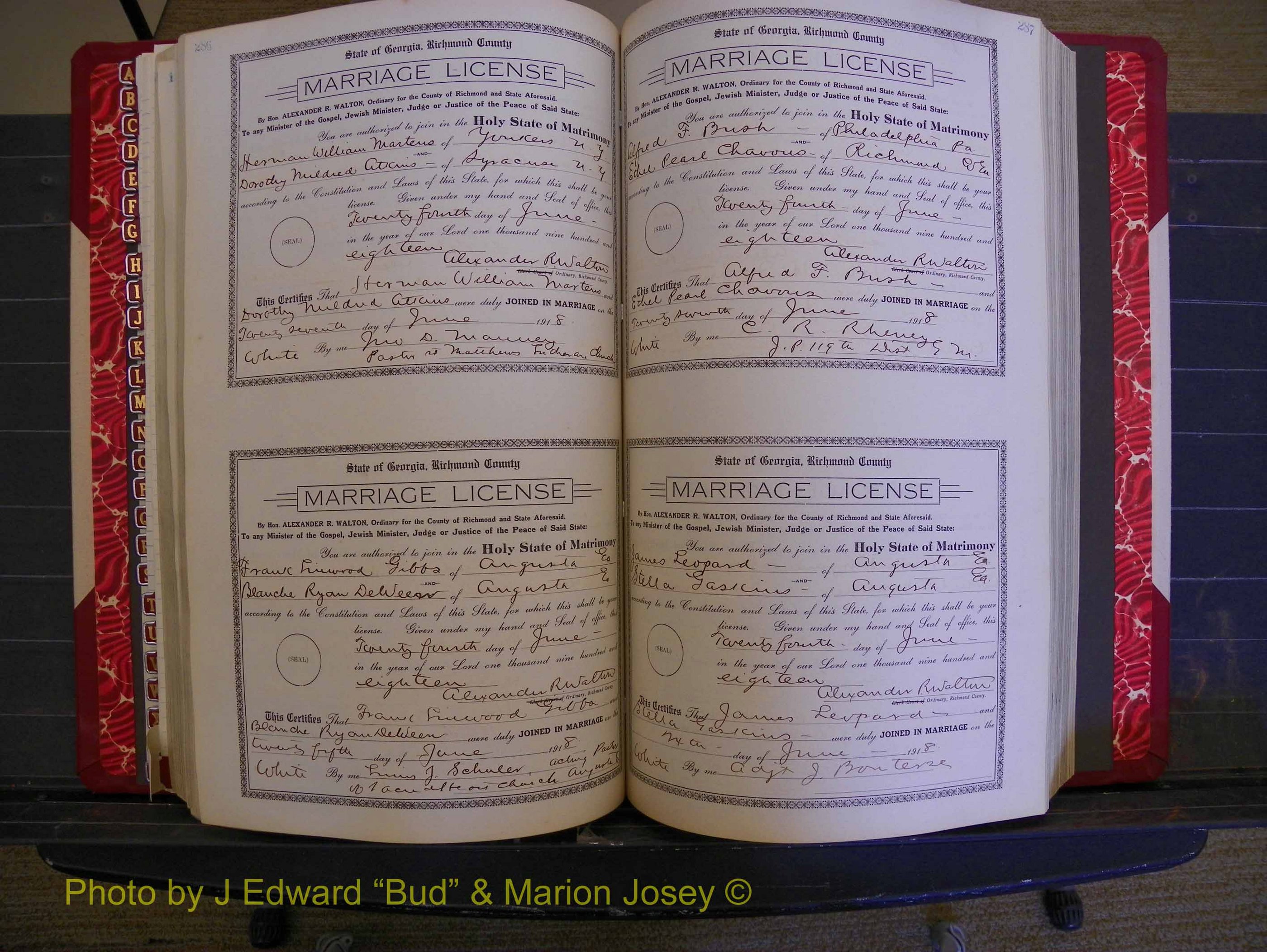 Richmond Marriages, Book LL, 1918 P 286-287.JPG