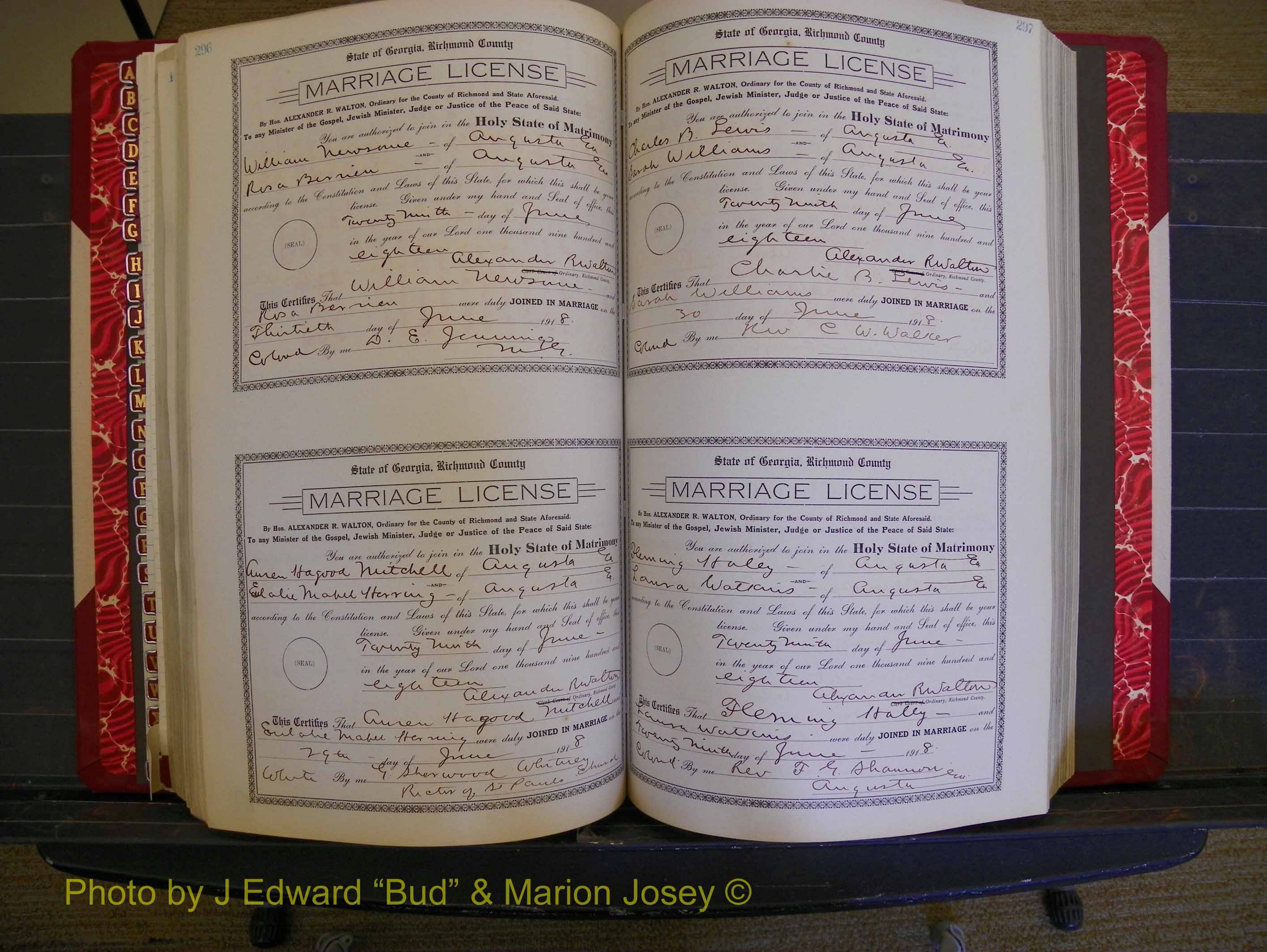 Richmond Marriages, Book LL, 1918 P 296-297.JPG