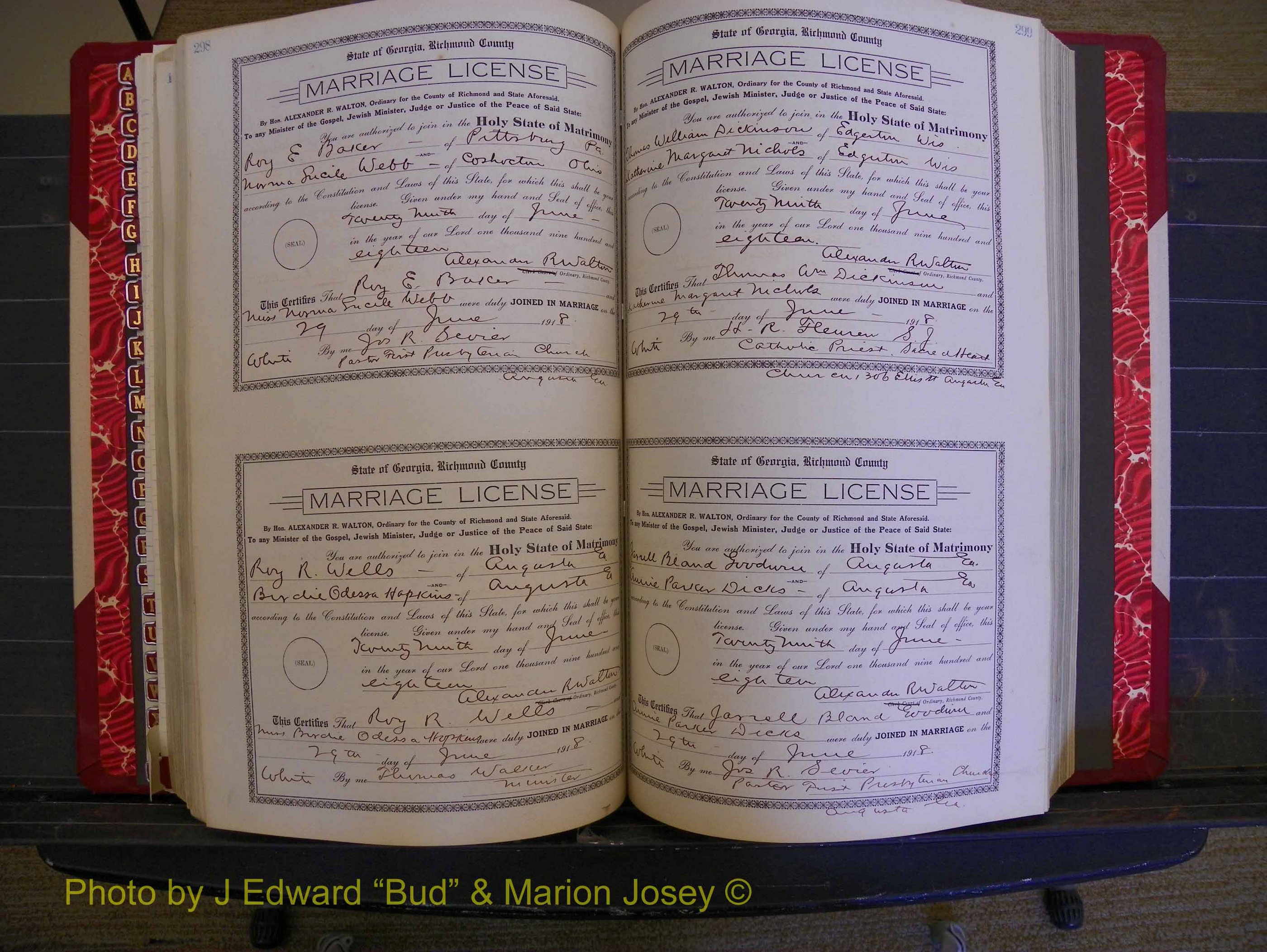 Richmond Marriages, Book LL, 1918 P 298-299.JPG