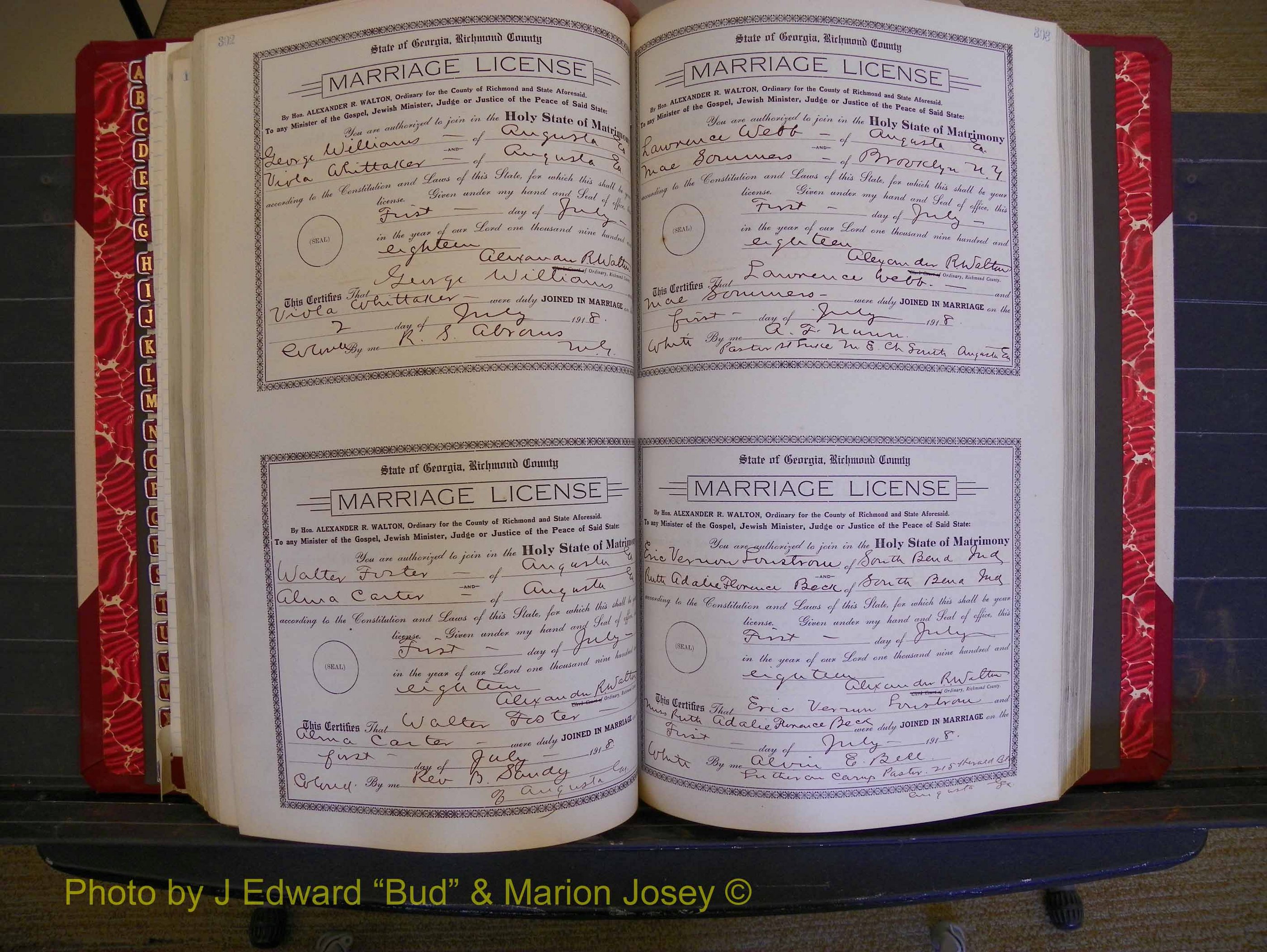 Richmond Marriages, Book LL, 1918 P 302-303.JPG