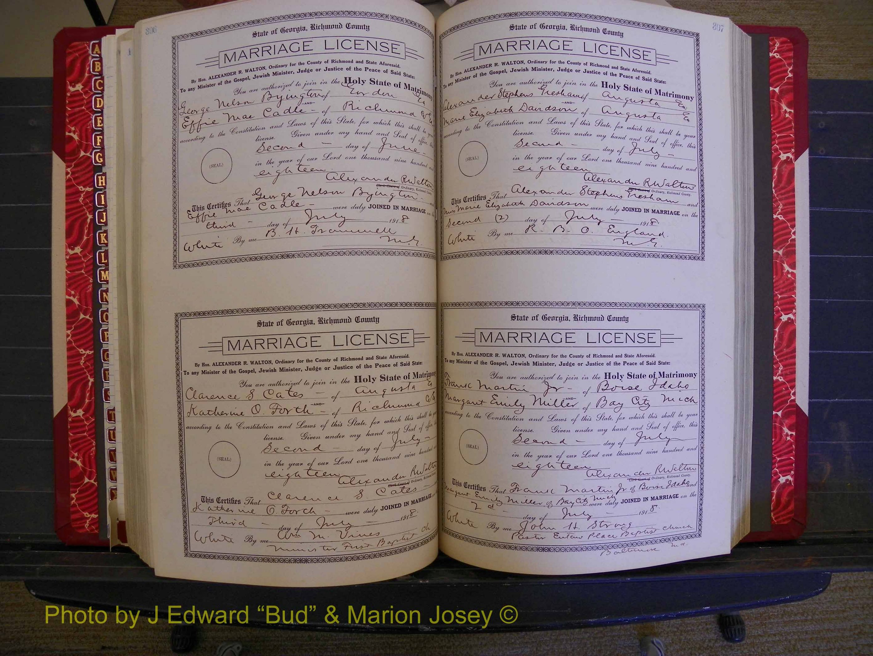 Richmond Marriages, Book LL, 1918 P 306-307.JPG