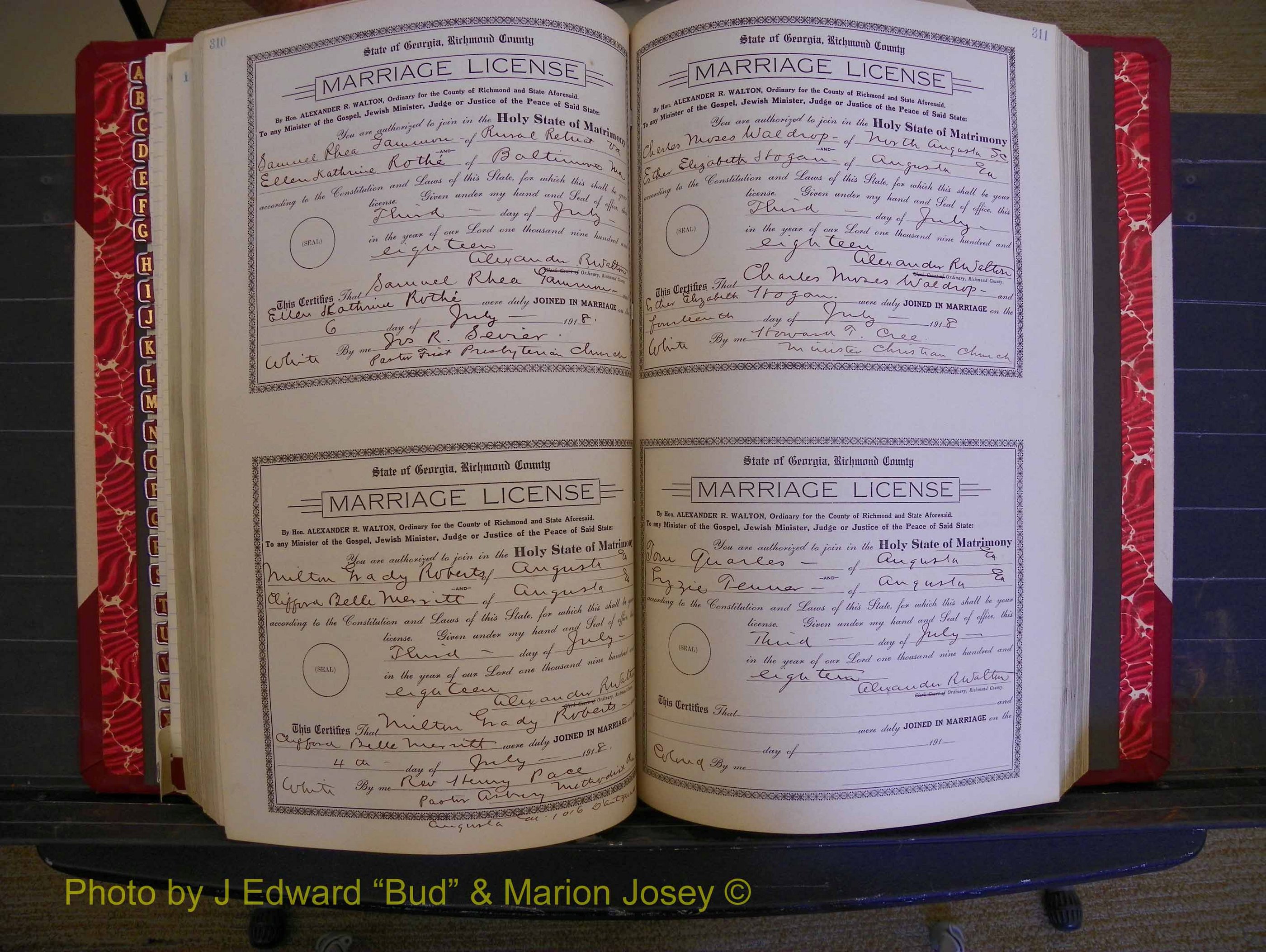 Richmond Marriages, Book LL, 1918 P 310-311.JPG
