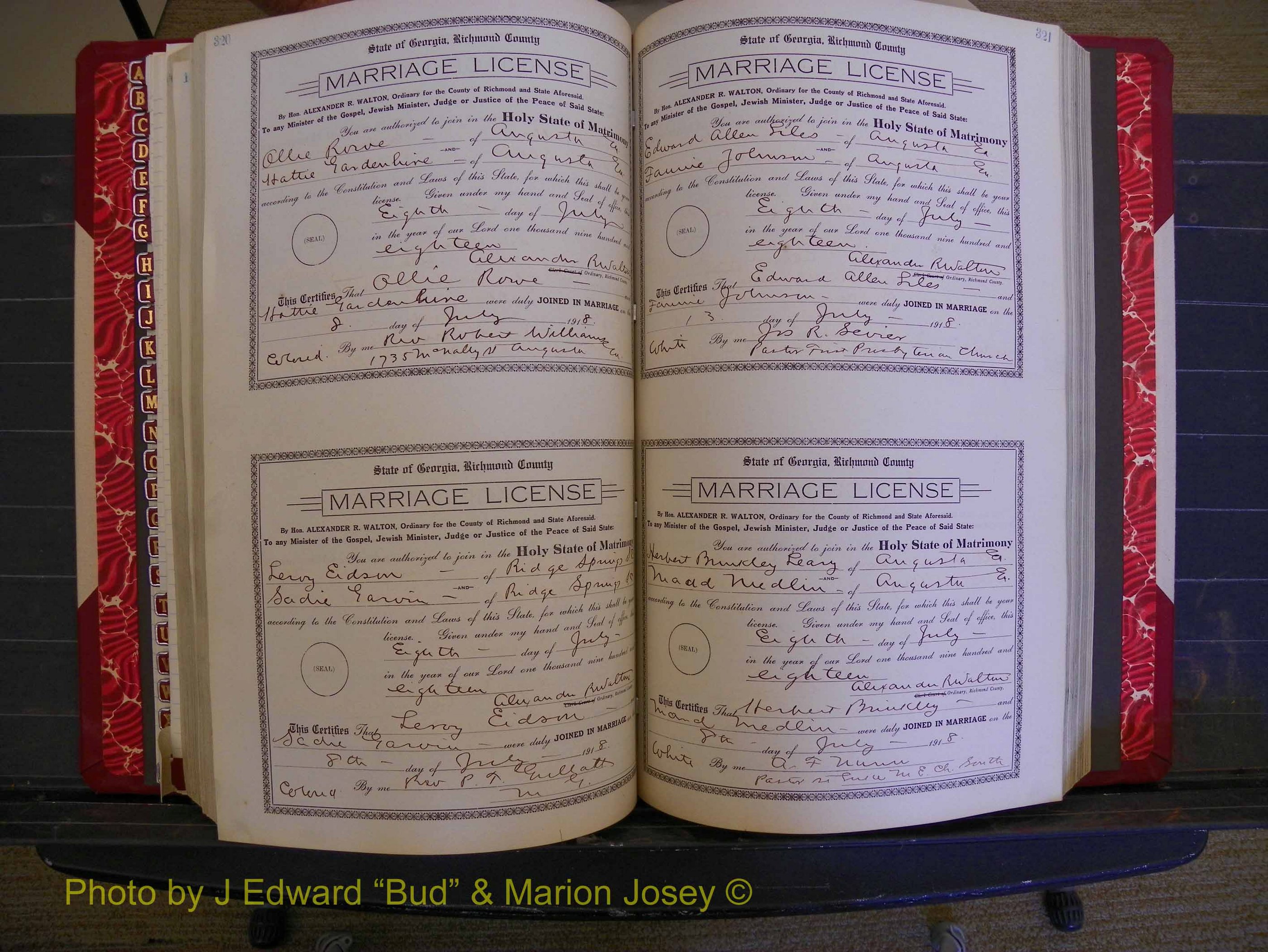 Richmond Marriages, Book LL, 1918 P 320-321.JPG