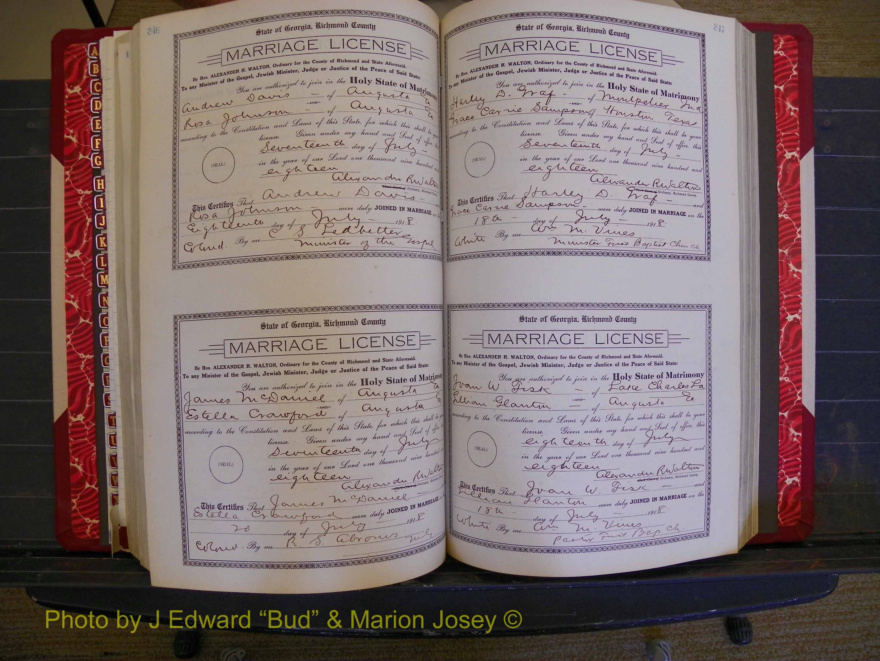 Richmond Marriages, Book LL, 1918 P 346-347.JPG