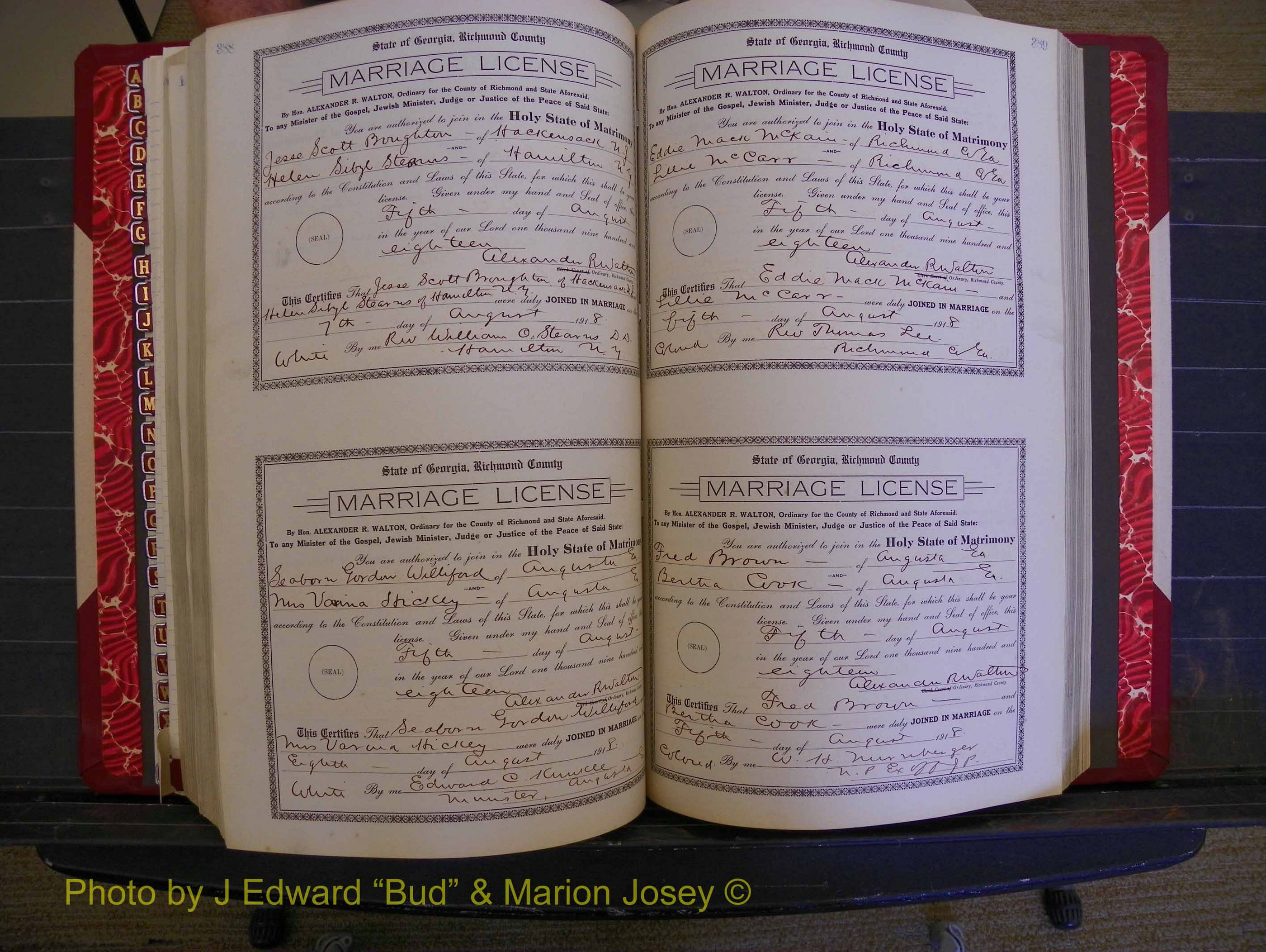 Richmond Marriages, Book LL, 1918 P 388-389.JPG