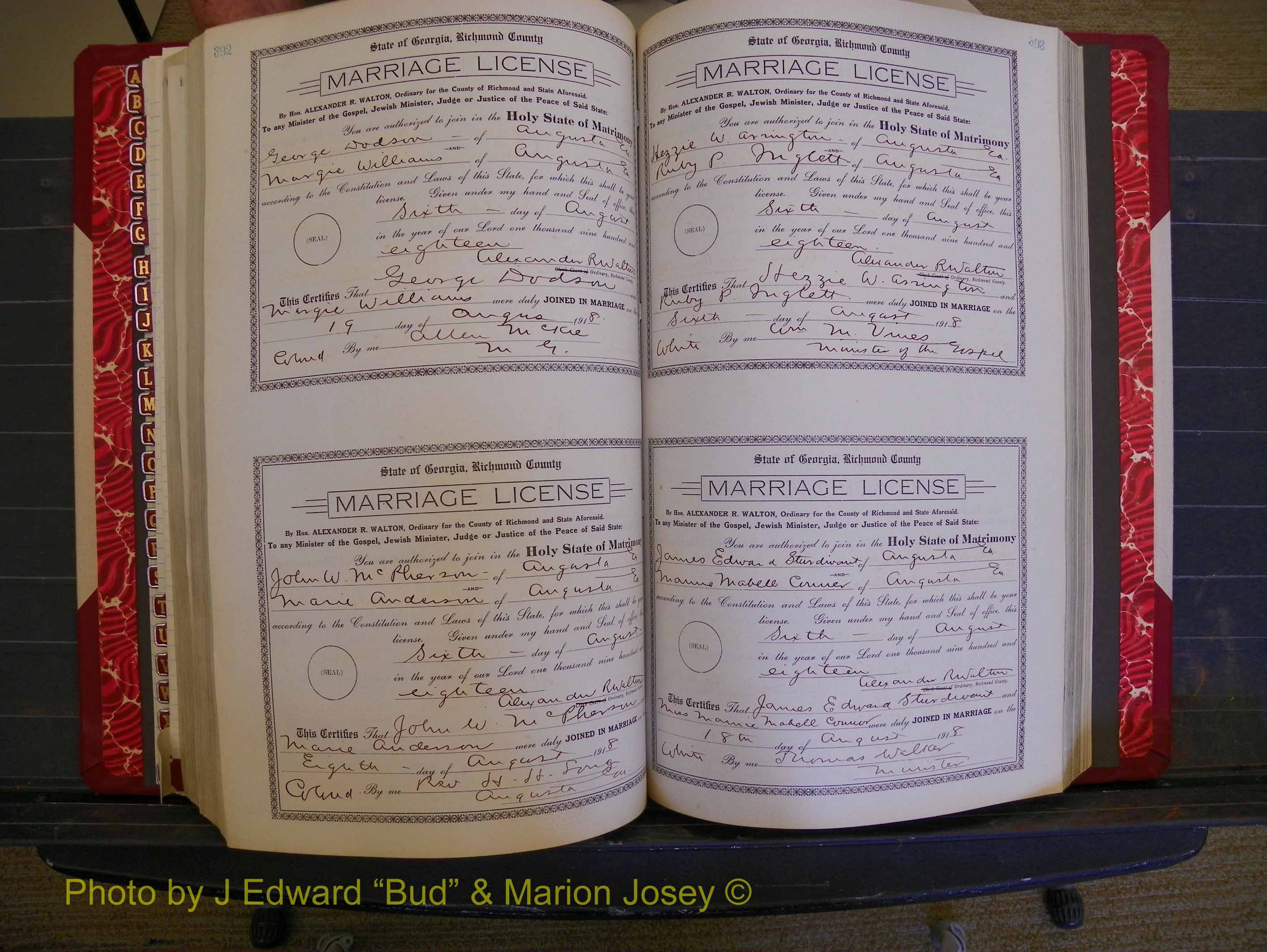 Richmond Marriages, Book LL, 1918 P 392-393.JPG