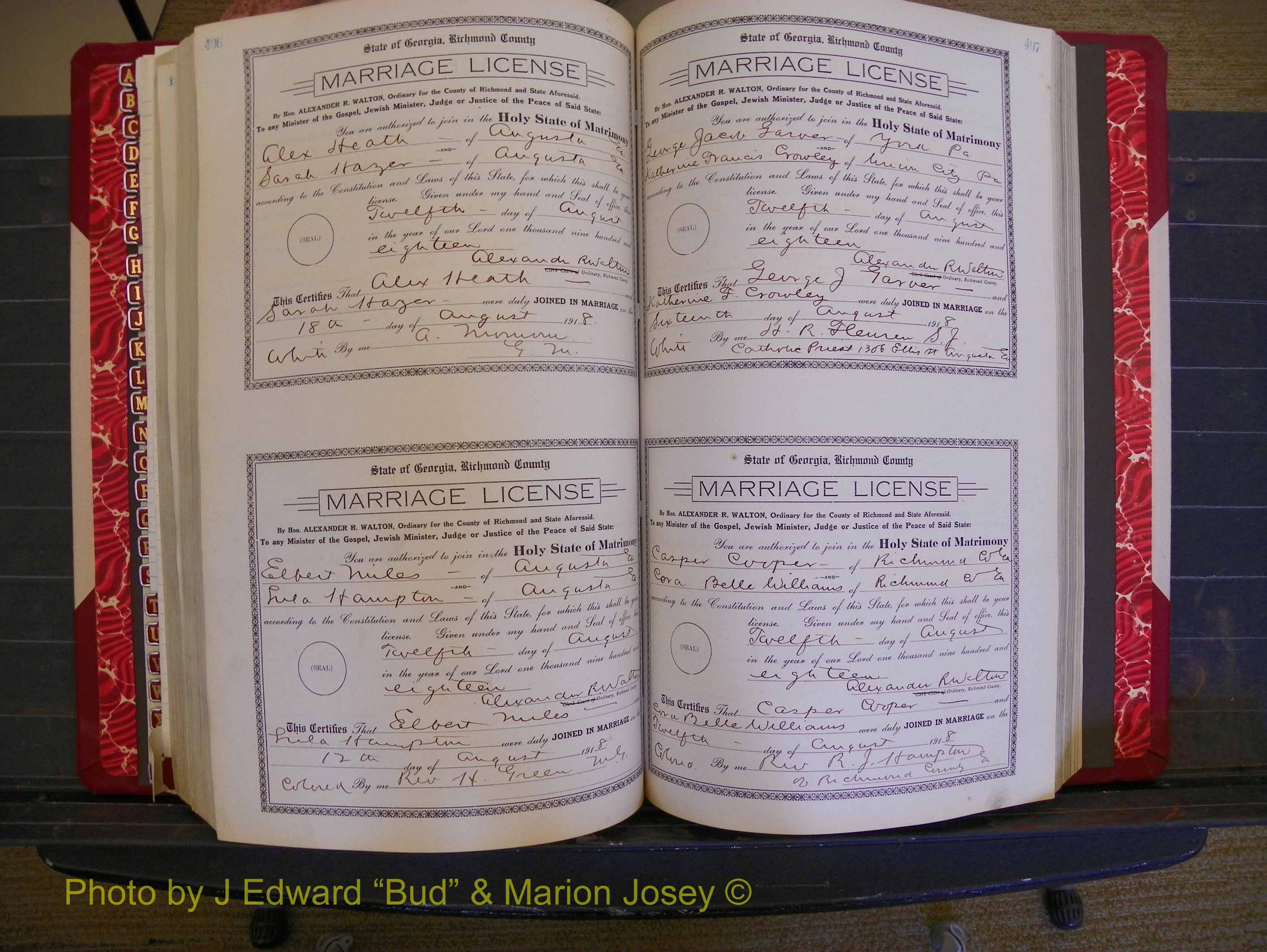 Richmond Marriages, Book LL, 1918 P 406-407.JPG