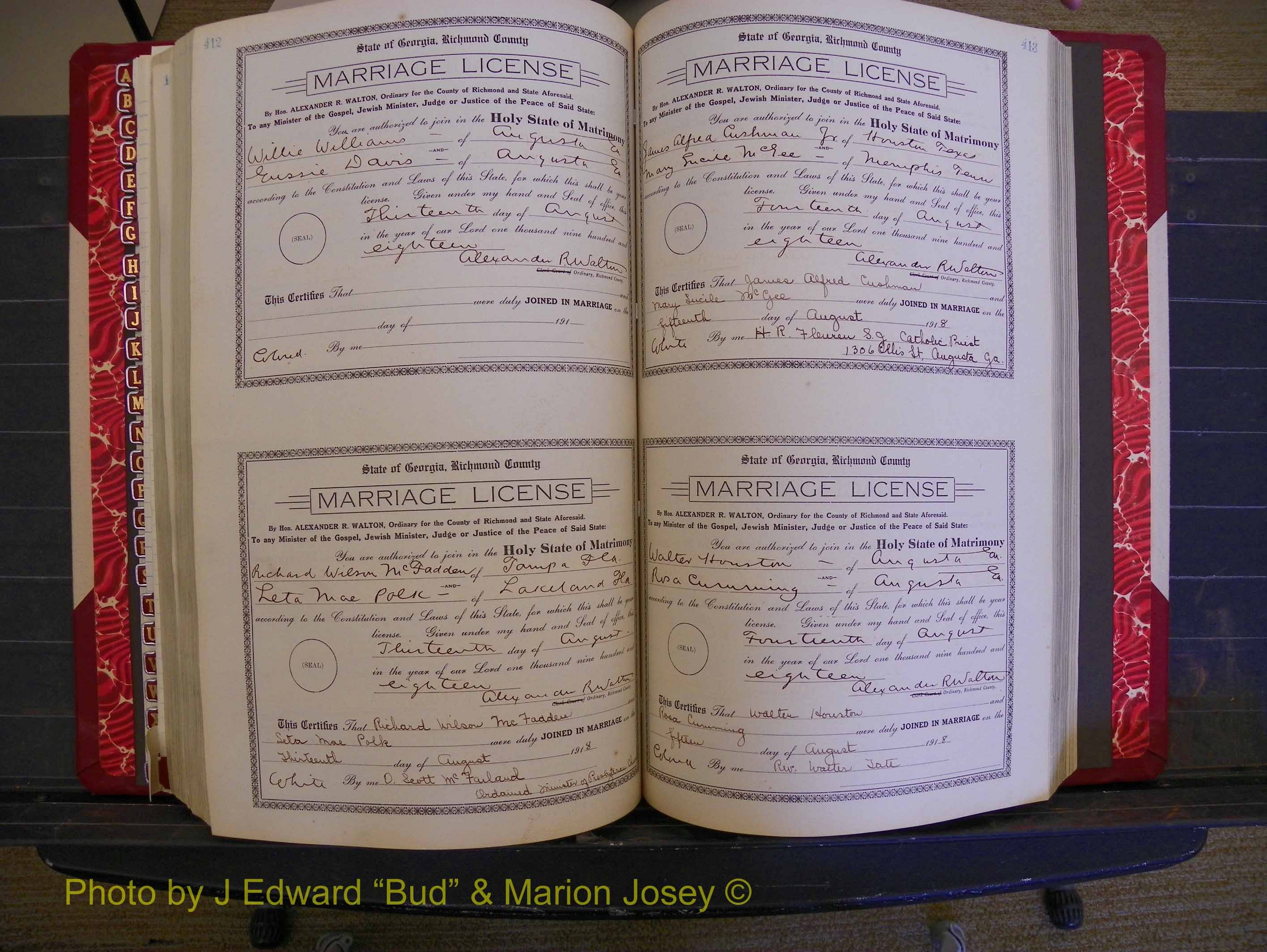 Richmond Marriages, Book LL, 1918 P 412-413.JPG