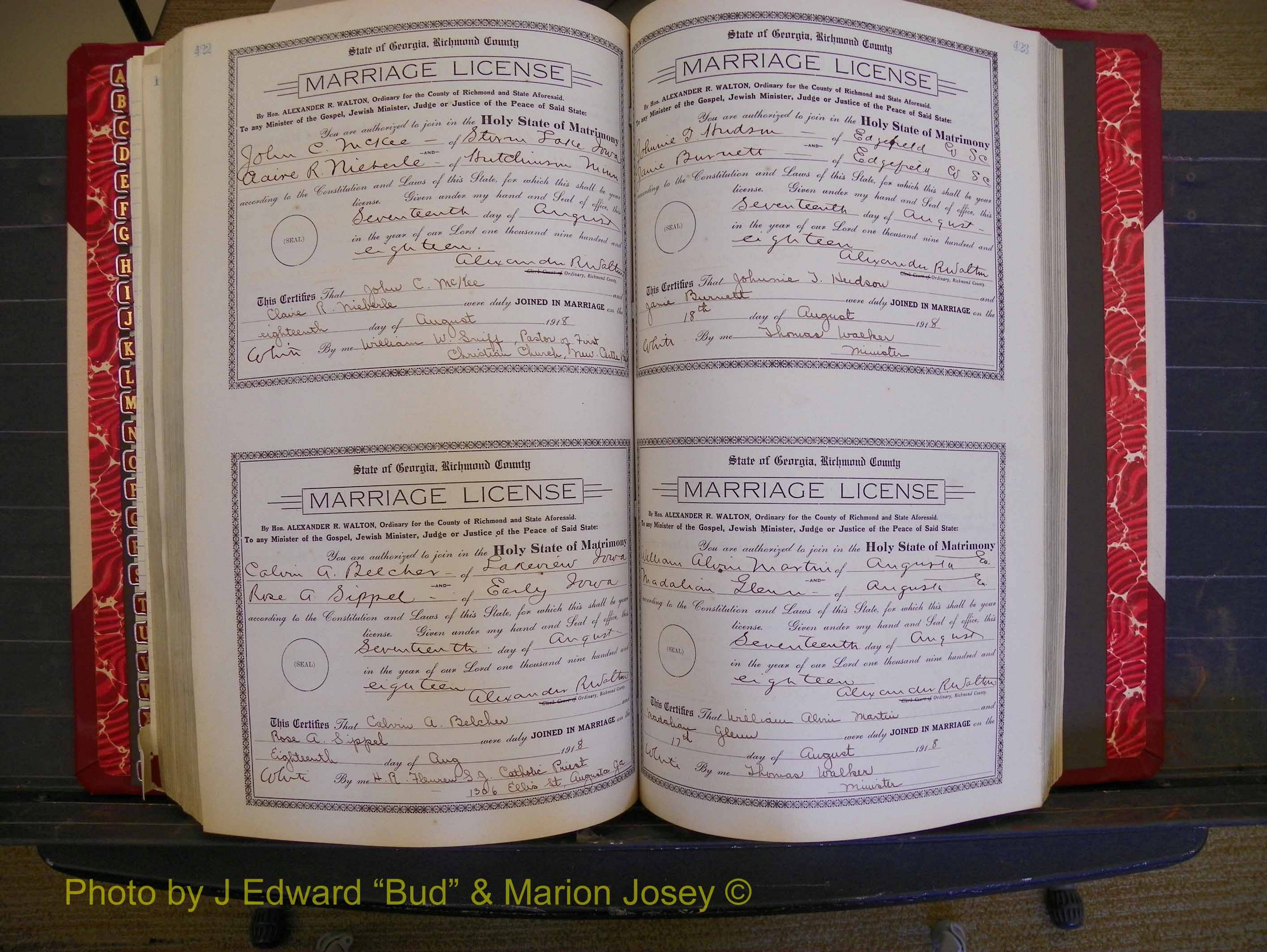 Richmond Marriages, Book LL, 1918 P 422-423.JPG