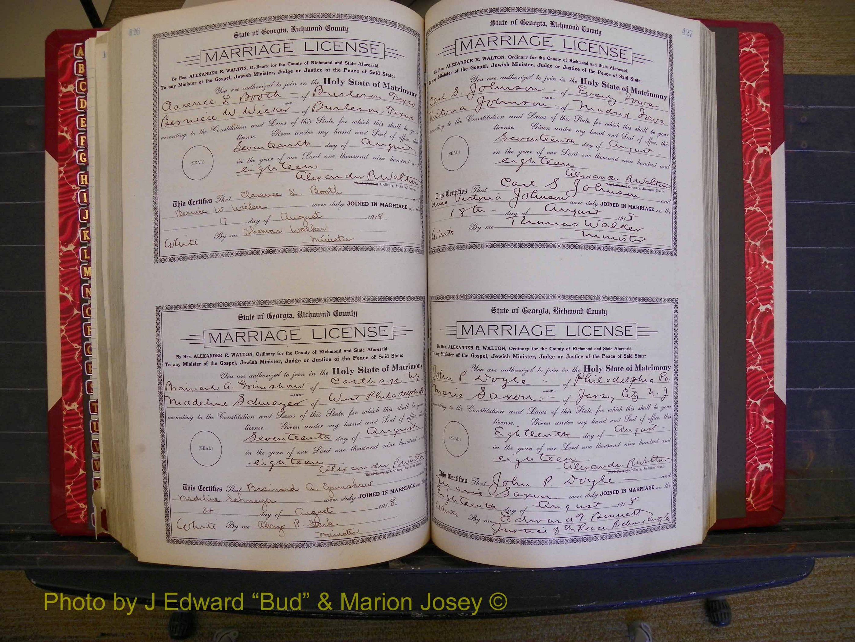 Richmond Marriages, Book LL, 1918 P 426-427.JPG