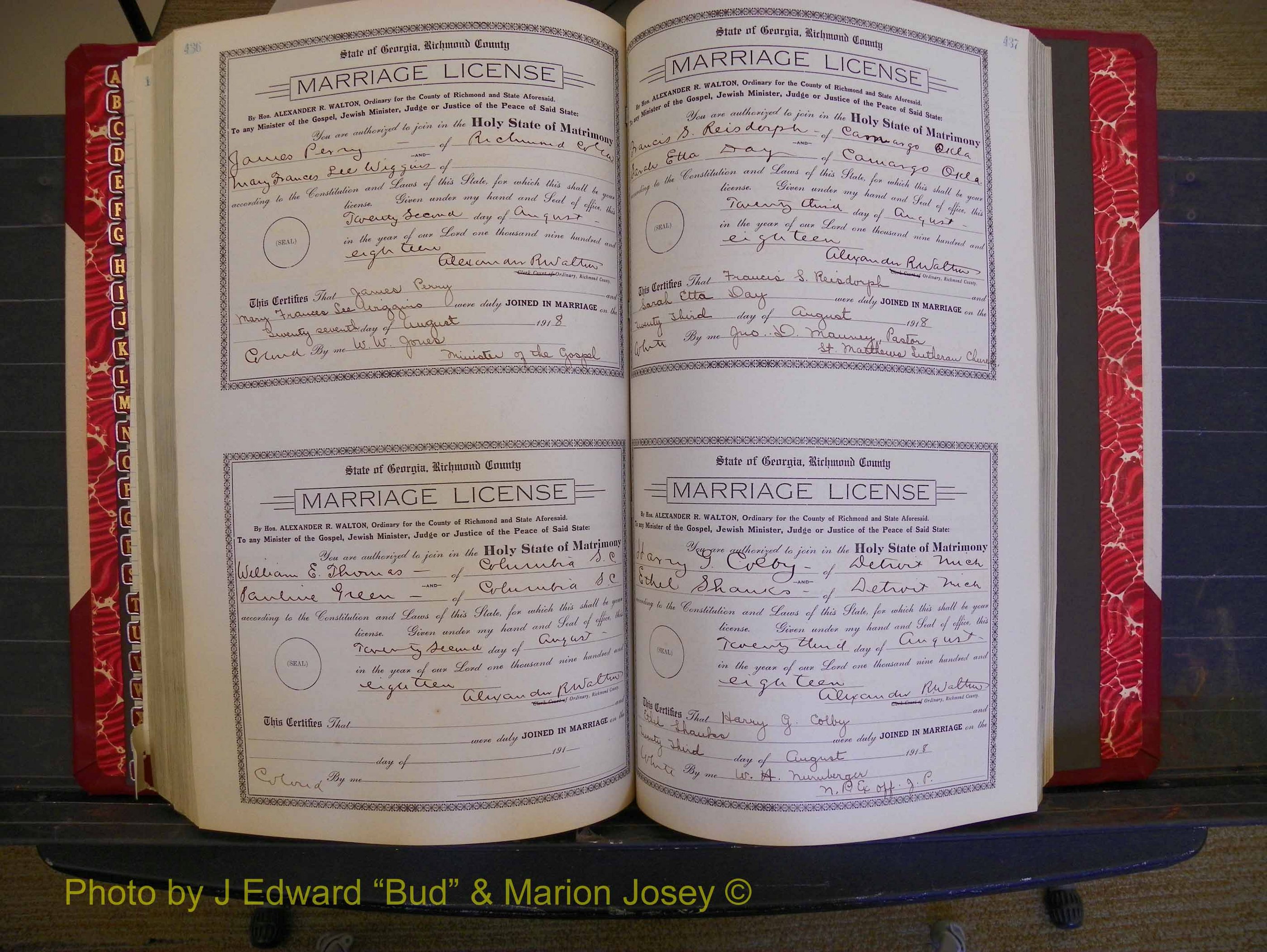 Richmond Marriages, Book LL, 1918 P 436-437.JPG