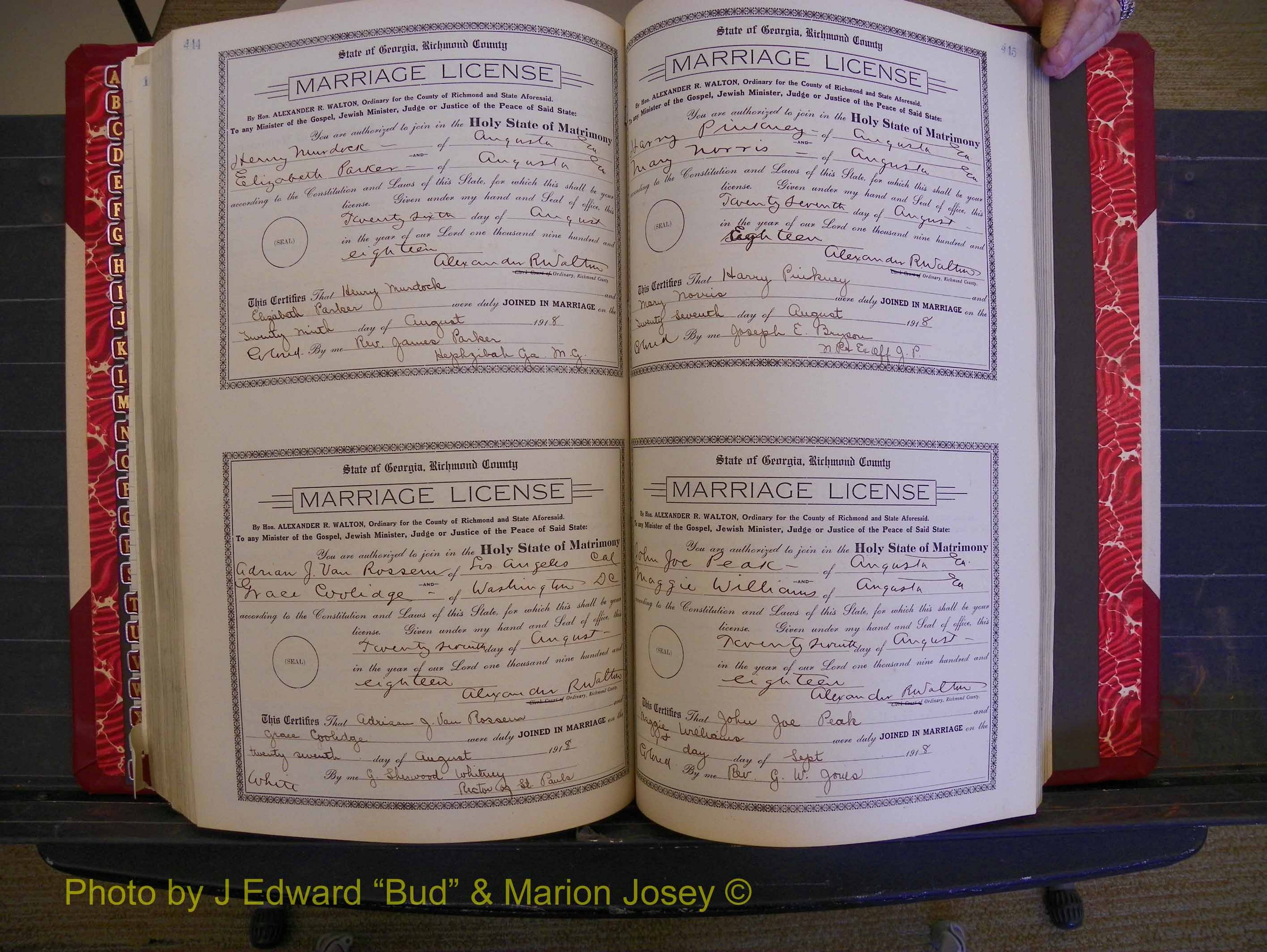 Richmond Marriages, Book LL, 1918 P 444-445.JPG