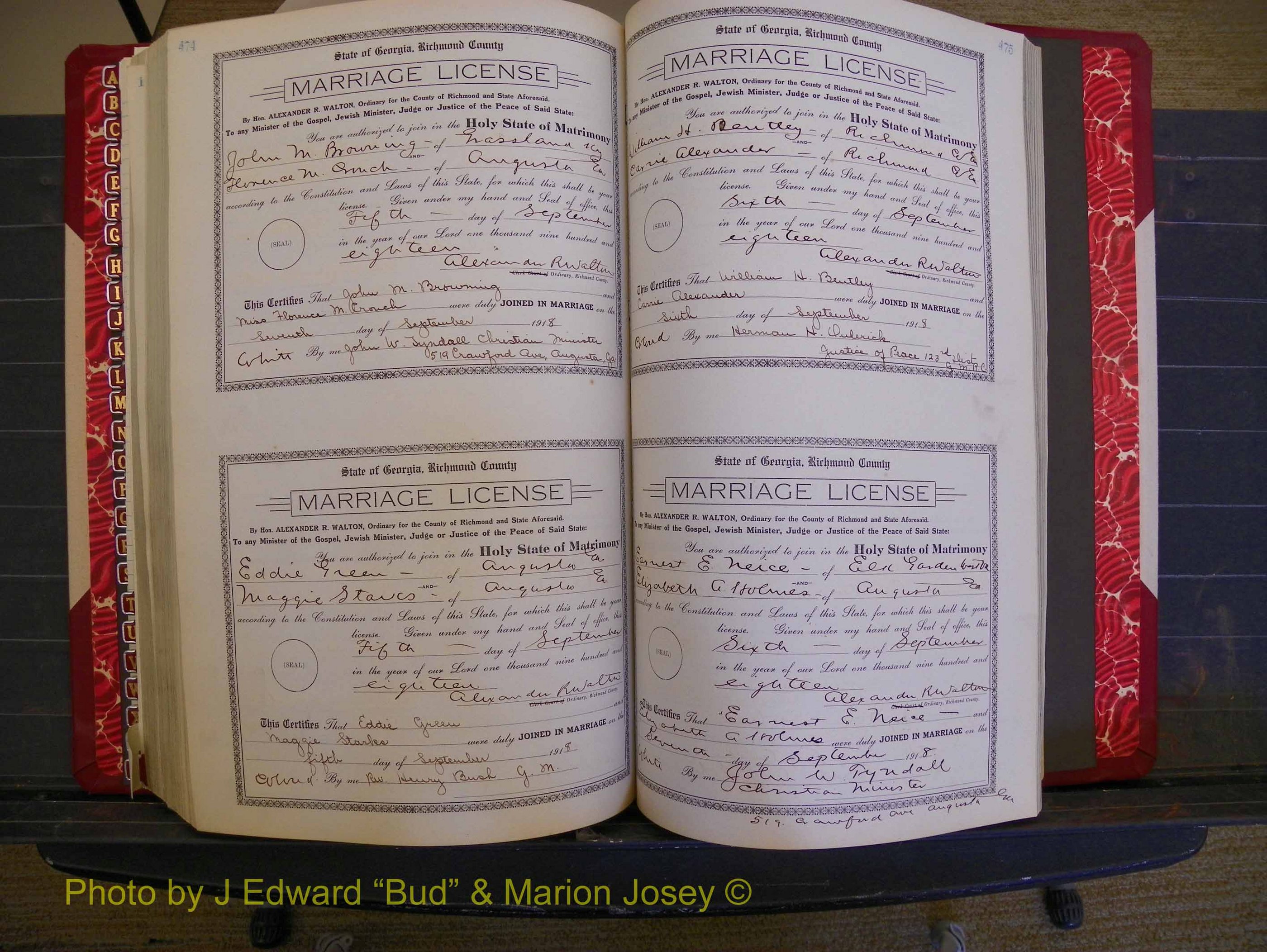 Richmond Marriages, Book LL, 1918 P 474-475.JPG