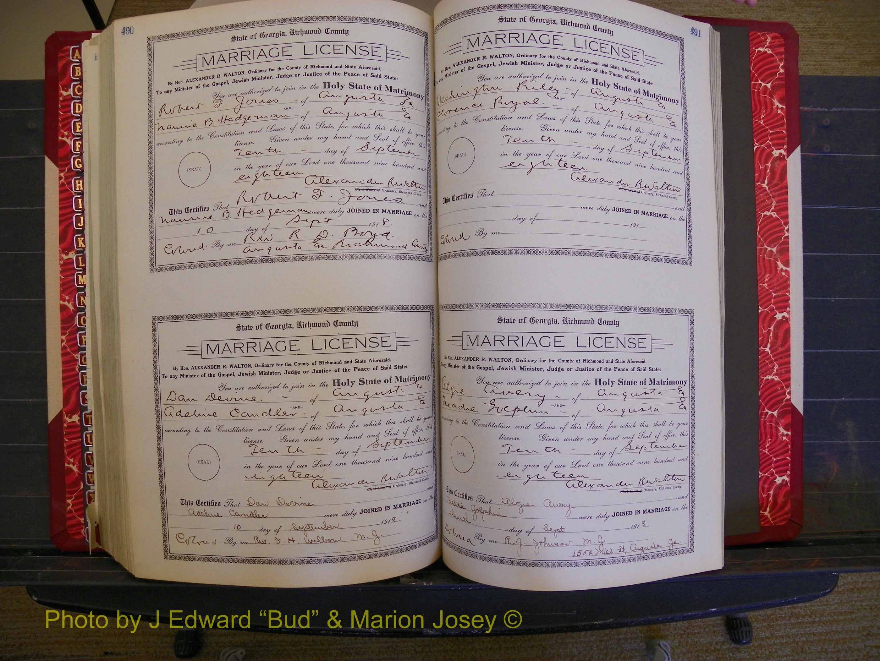 Richmond Marriages, Book LL, 1918 P 490-491.JPG