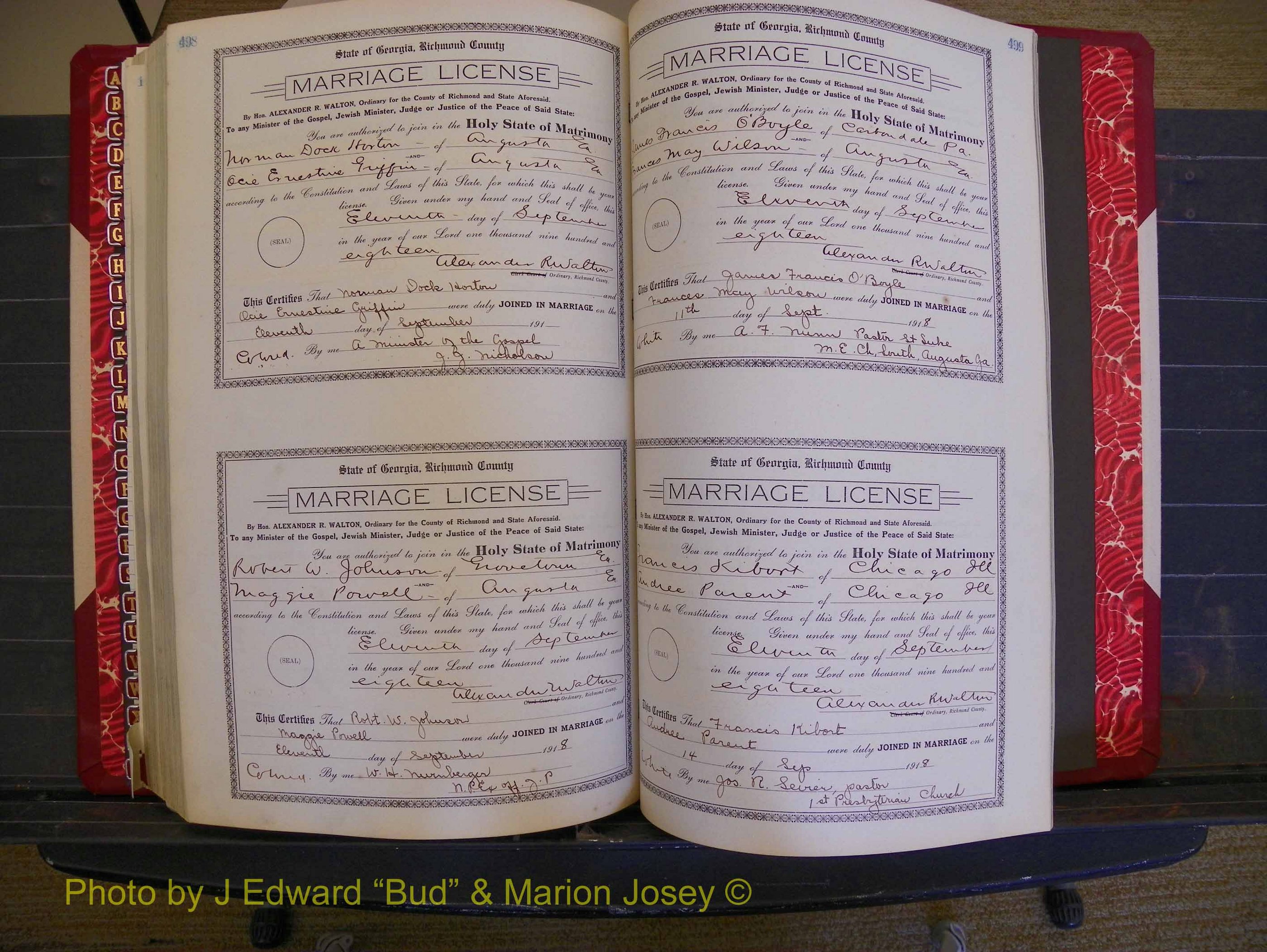 Richmond Marriages, Book LL, 1918 P 498-499.JPG
