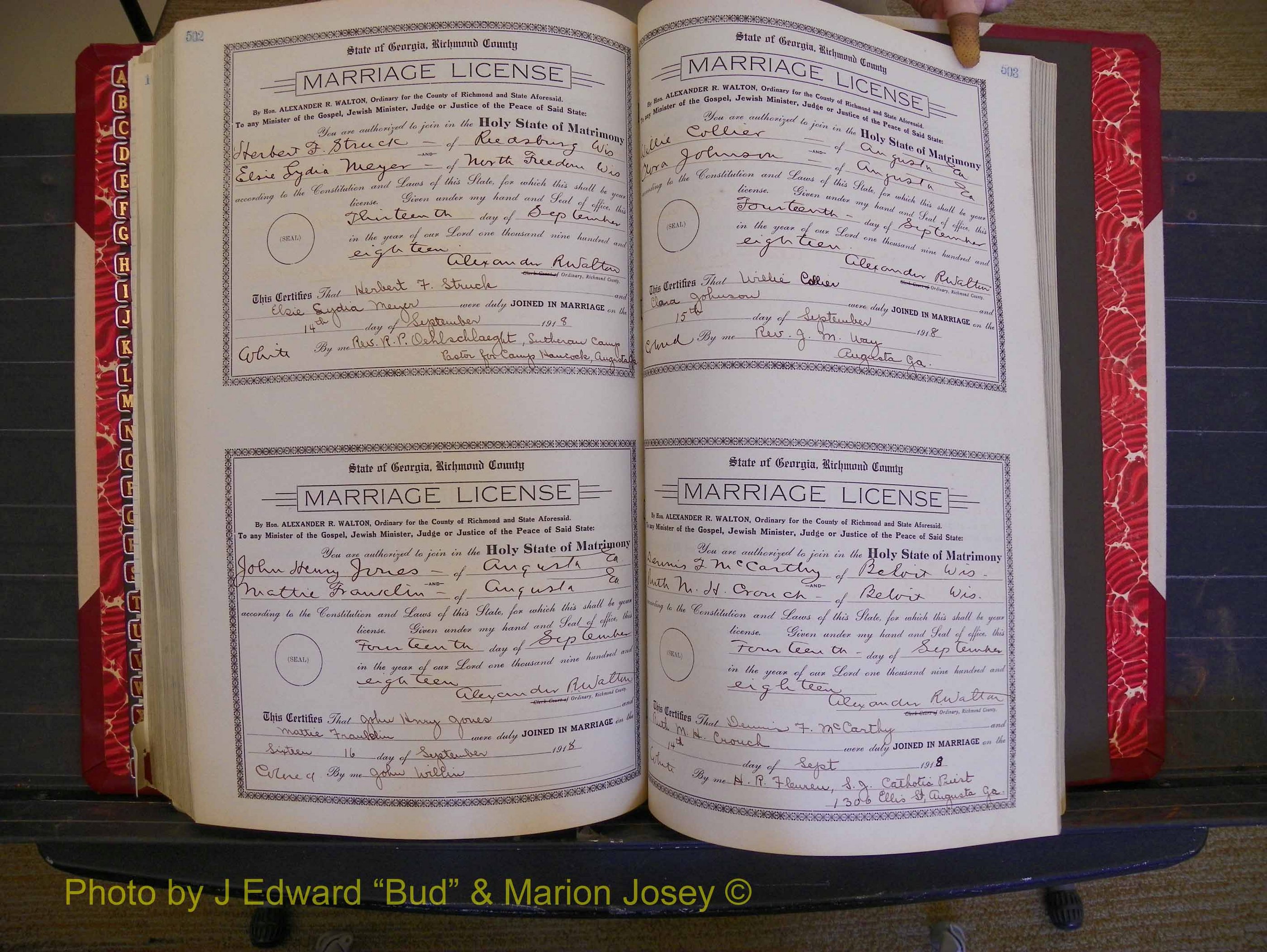 Richmond Marriages, Book LL, 1918 P 502-503.JPG