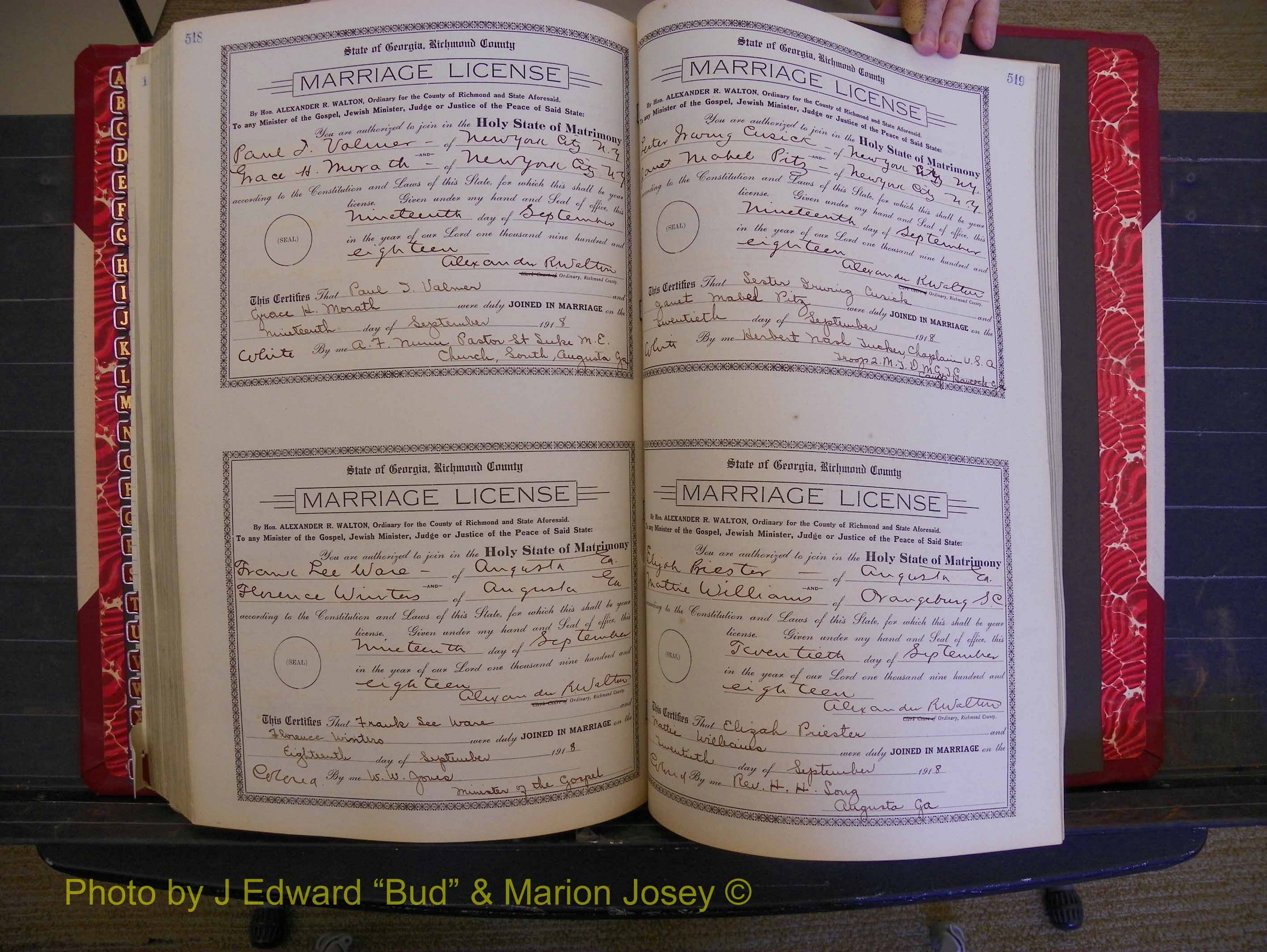 Richmond Marriages, Book LL, 1918 P 518-519.JPG
