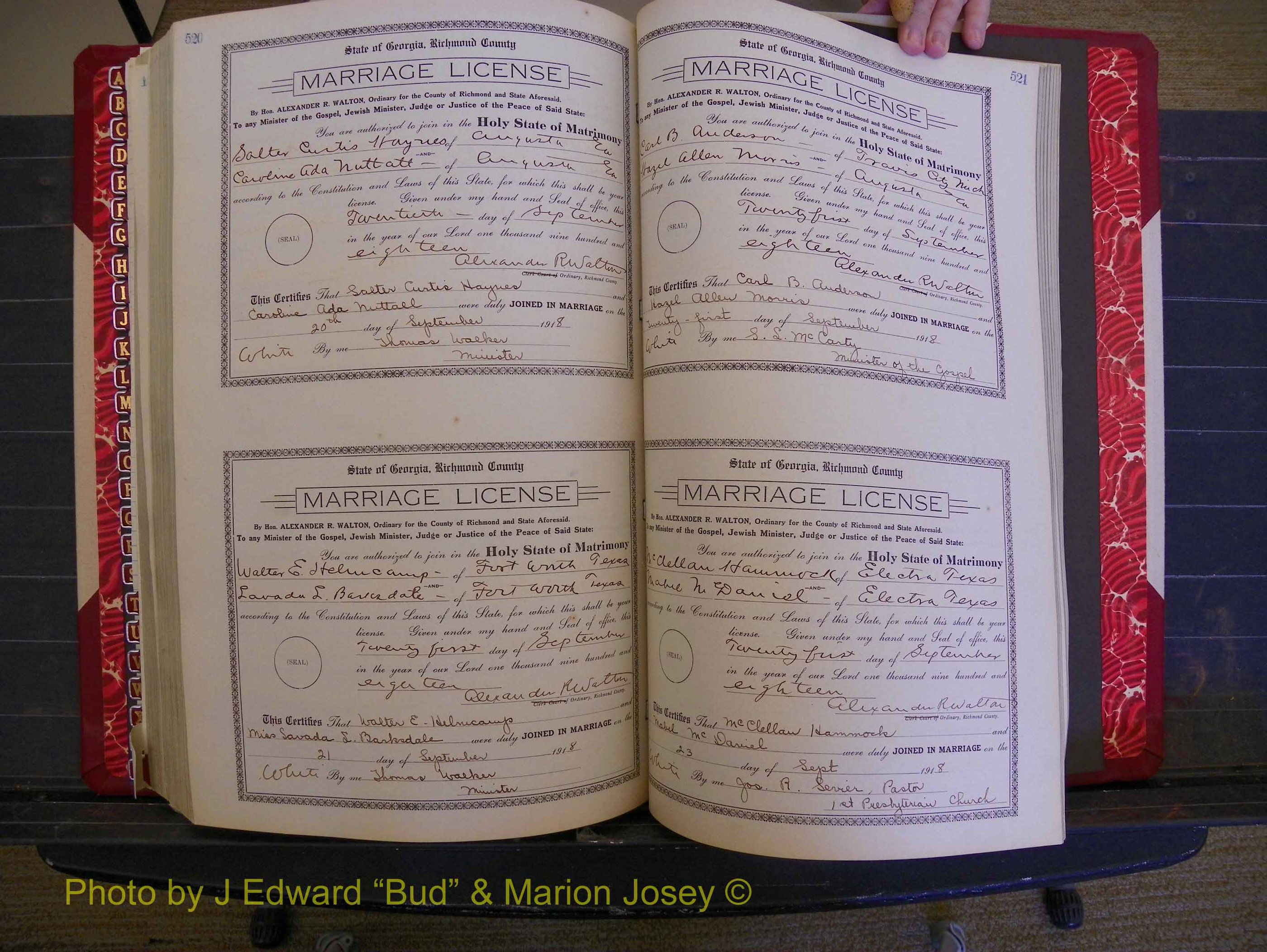 Richmond Marriages, Book LL, 1918 P 520-521.JPG