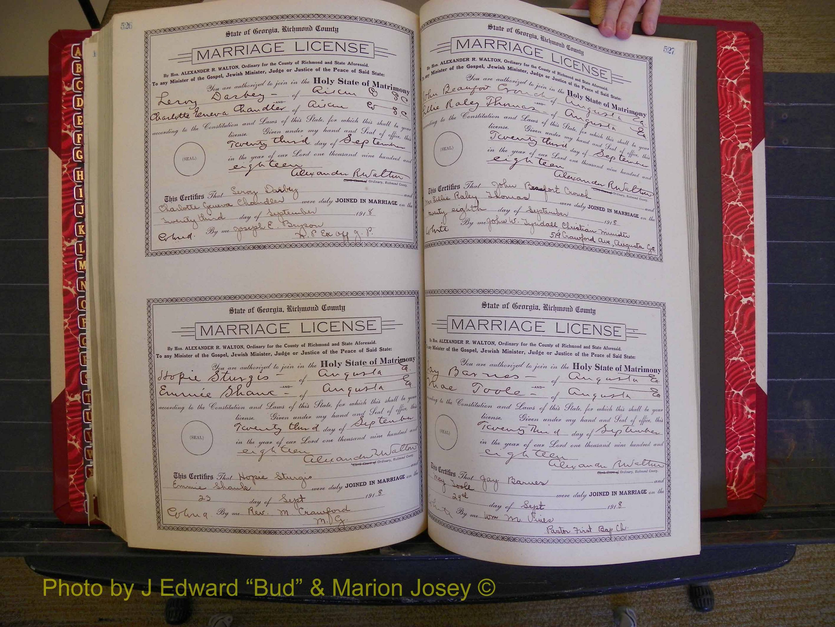 Richmond Marriages, Book LL, 1918 P 526-527.JPG