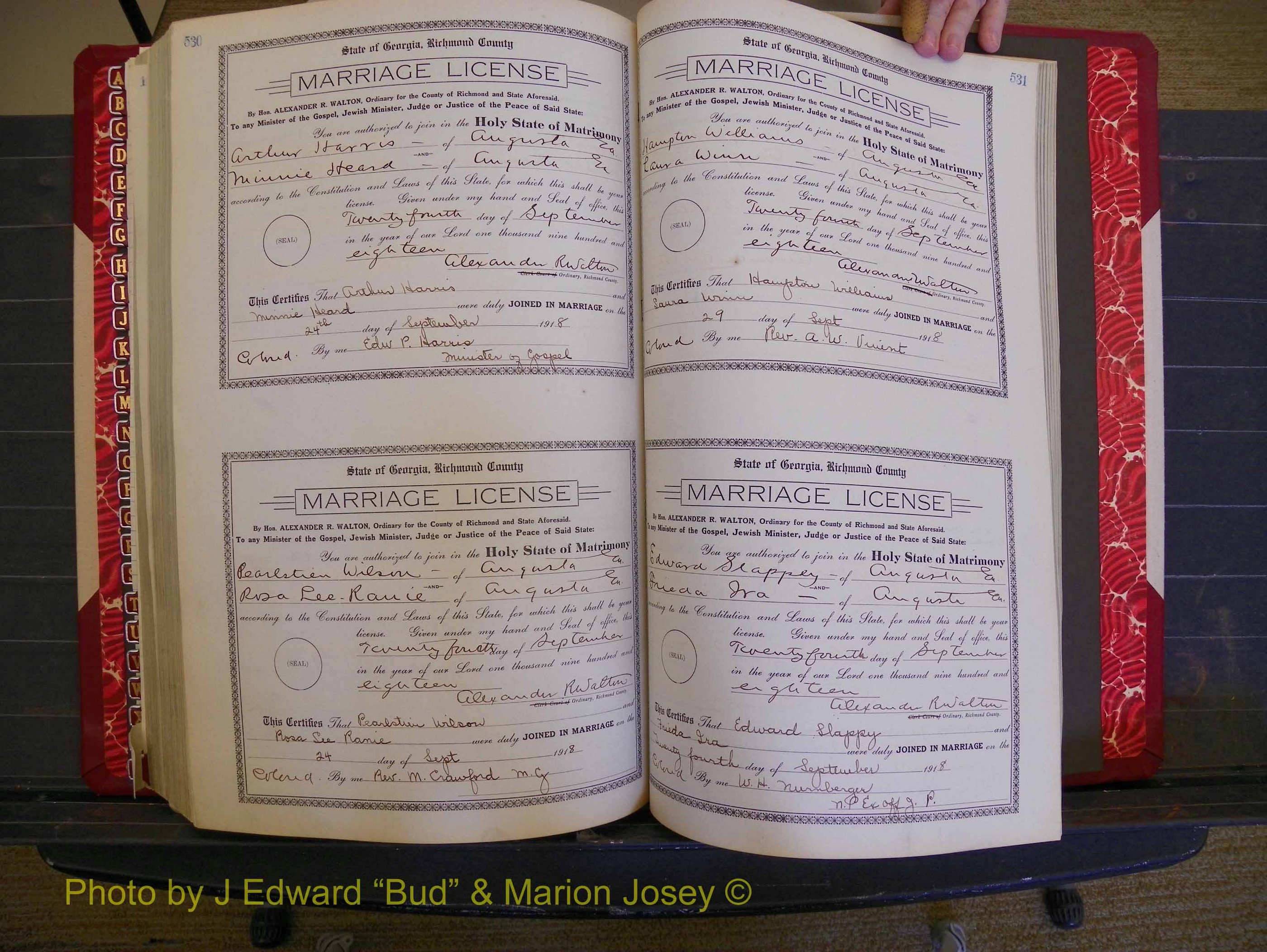 Richmond Marriages, Book LL, 1918 P 530-531.JPG