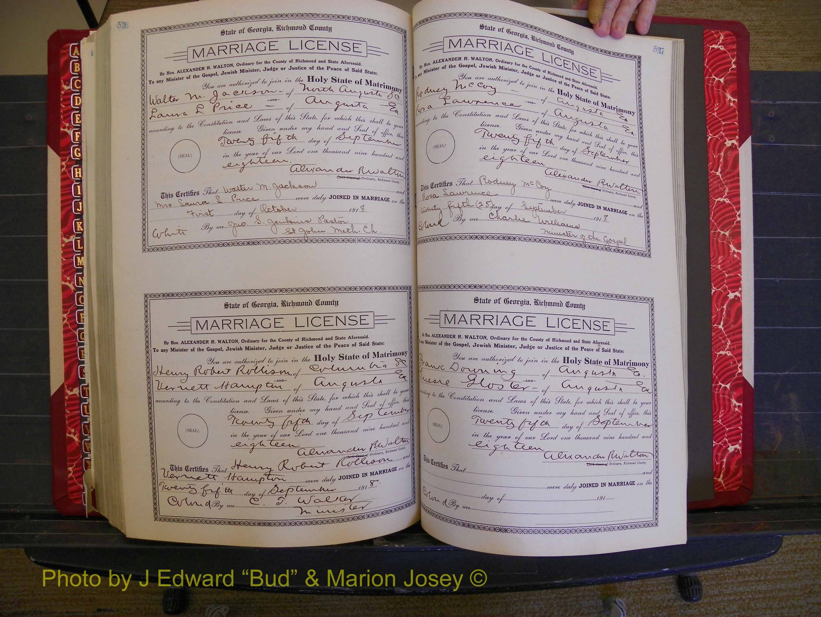 Richmond Marriages, Book LL, 1918 P 536-537.JPG