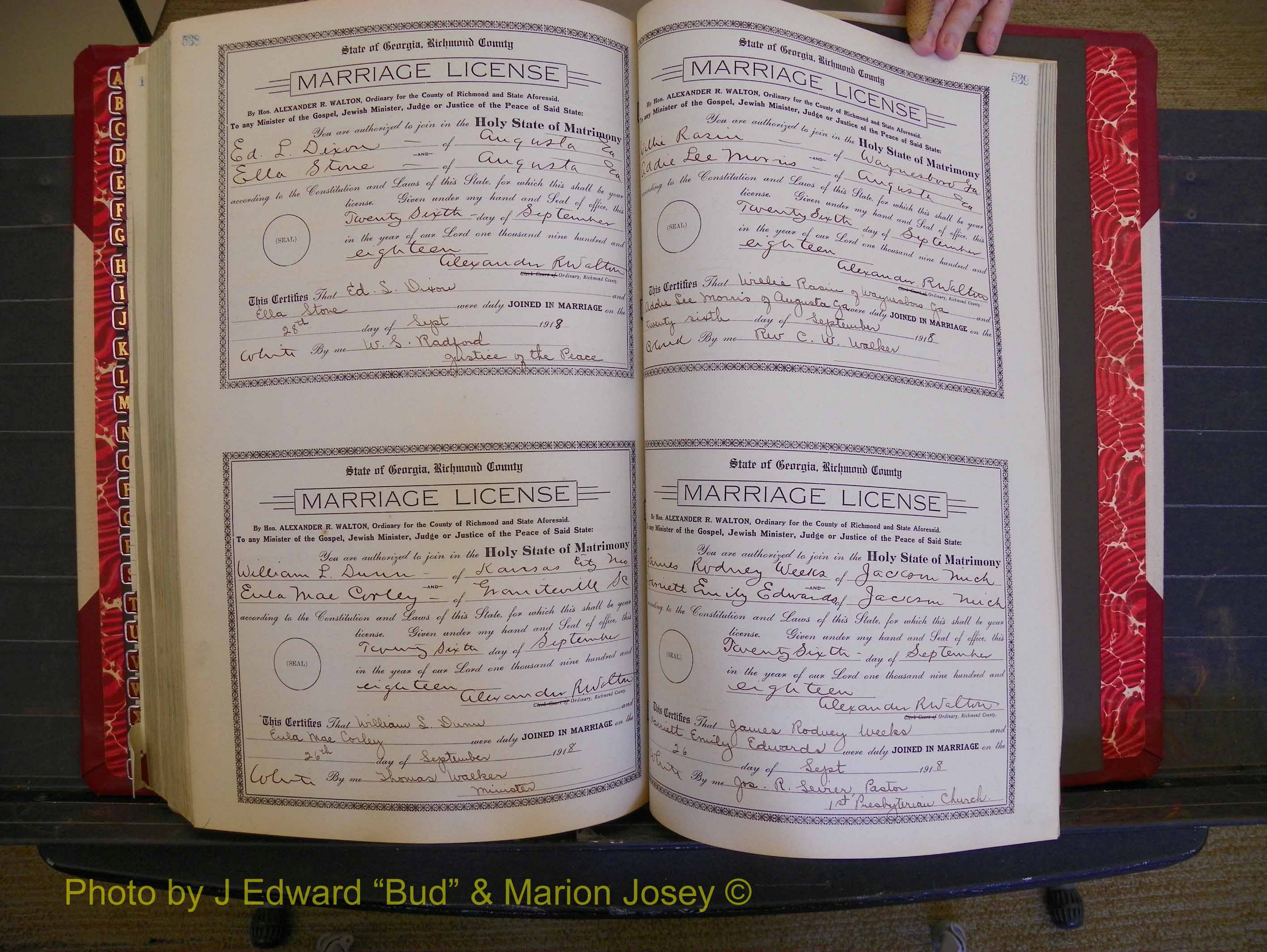 Richmond Marriages, Book LL, 1918 P 538-539.JPG