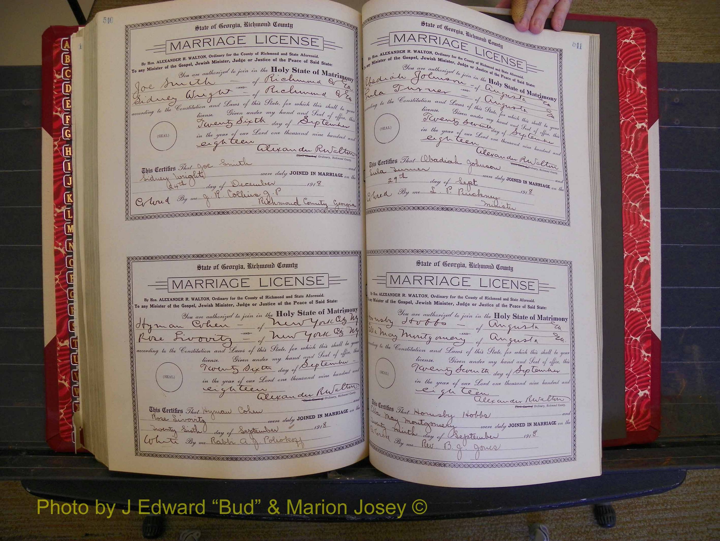 Richmond Marriages, Book LL, 1918 P 540-541.JPG