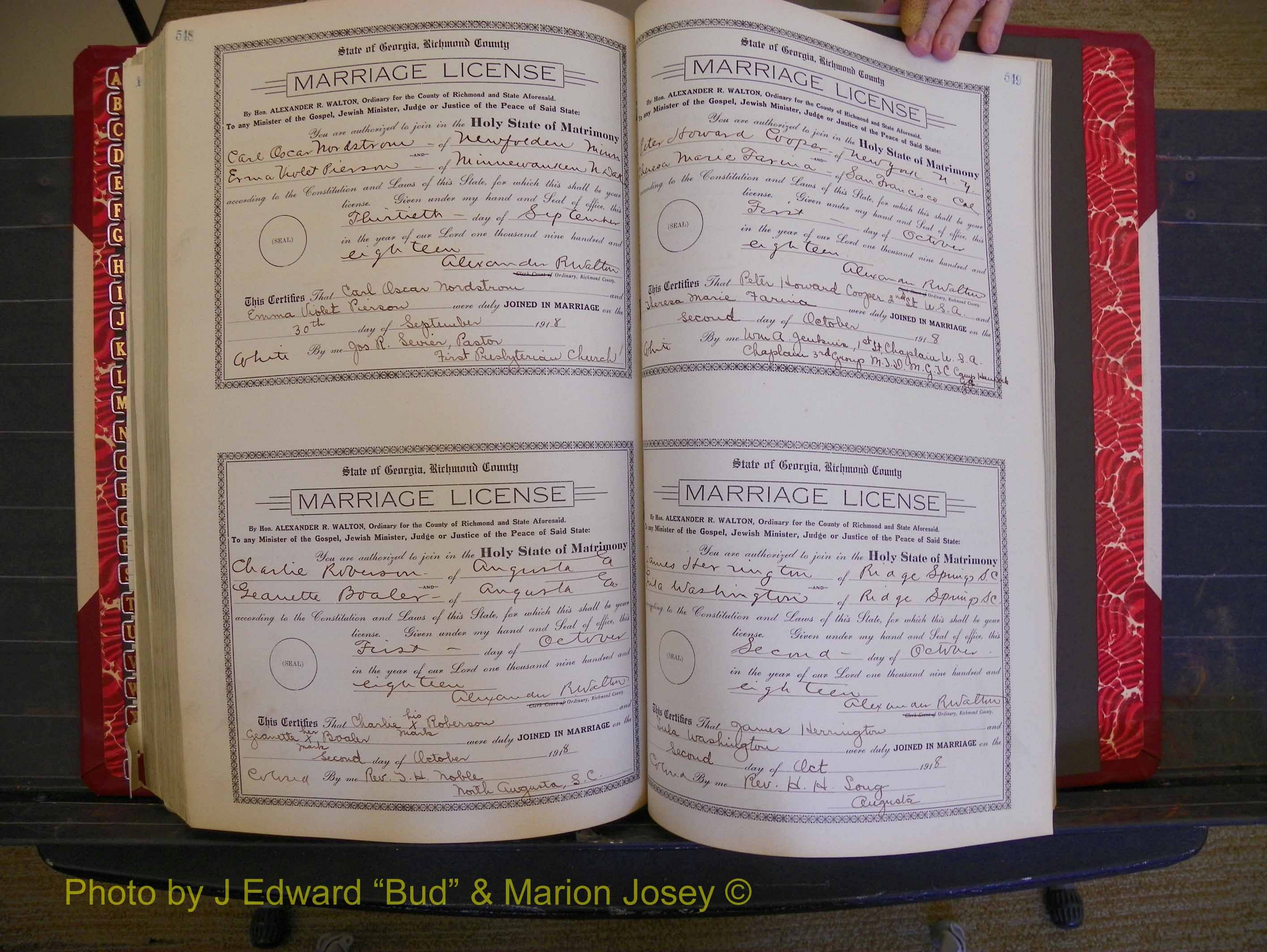 Richmond Marriages, Book LL, 1918 P 548-549.JPG
