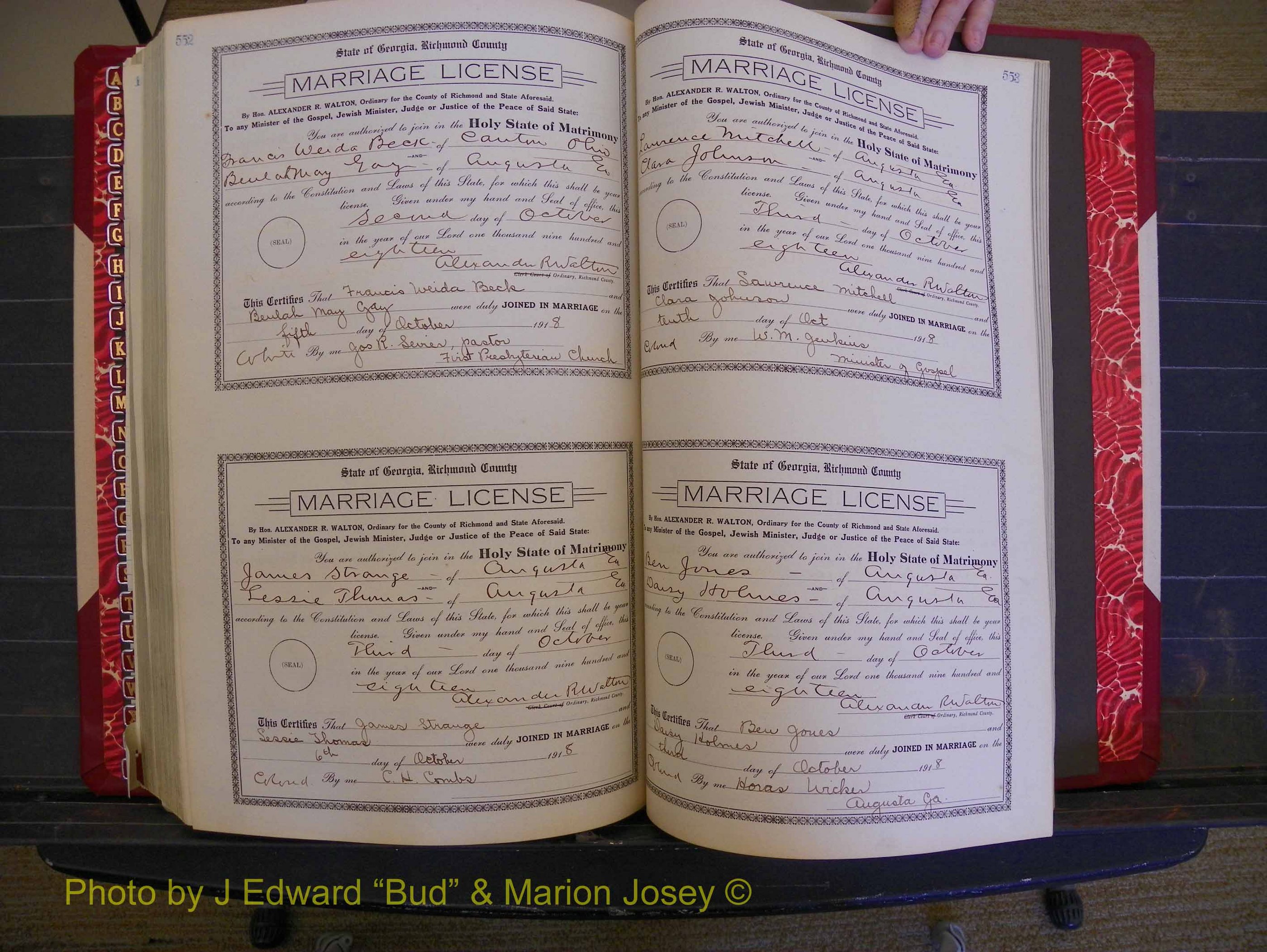 Richmond Marriages, Book LL, 1918 P 552-553.JPG