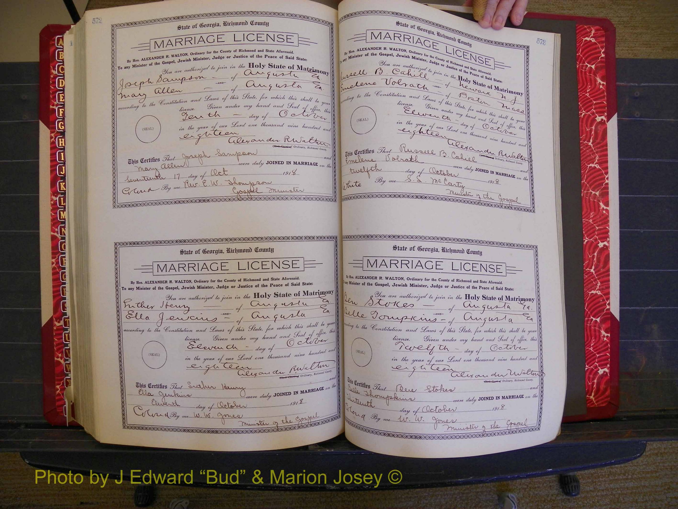 Richmond Marriages, Book LL, 1918 P 572-573.JPG