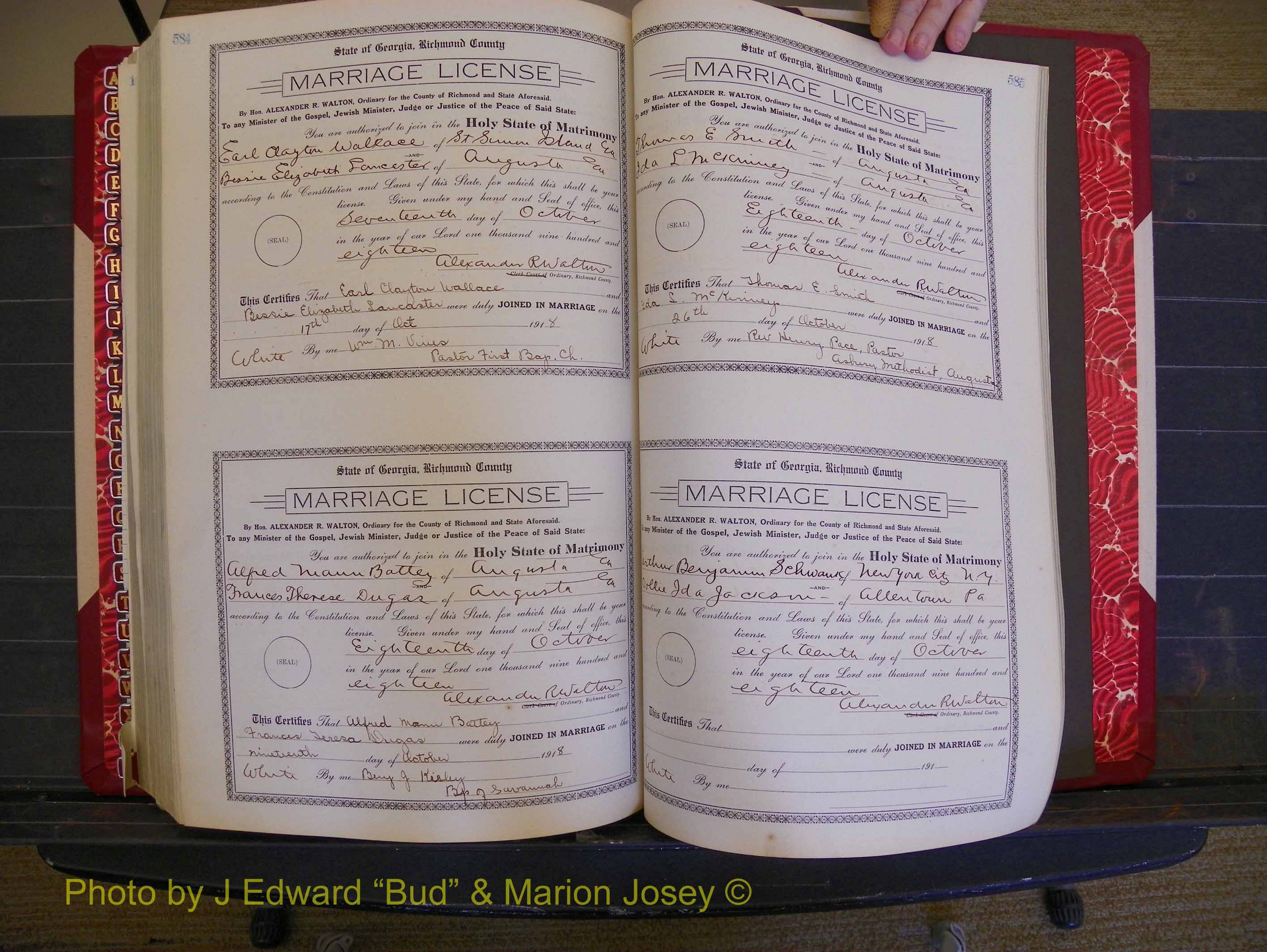 Richmond Marriages, Book LL, 1918 P 584-585.JPG
