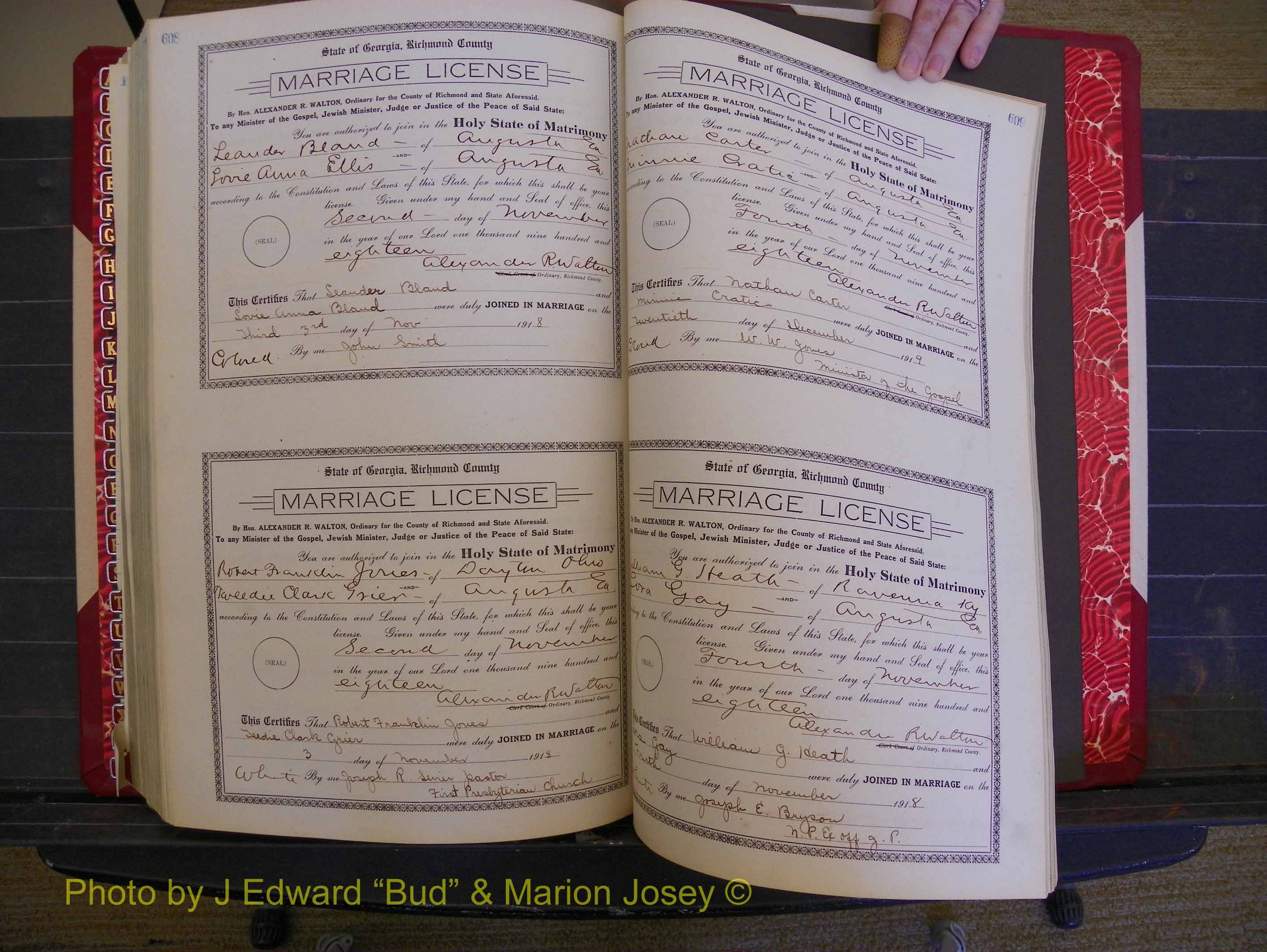 Richmond Marriages, Book LL, 1918 P 608-609.JPG