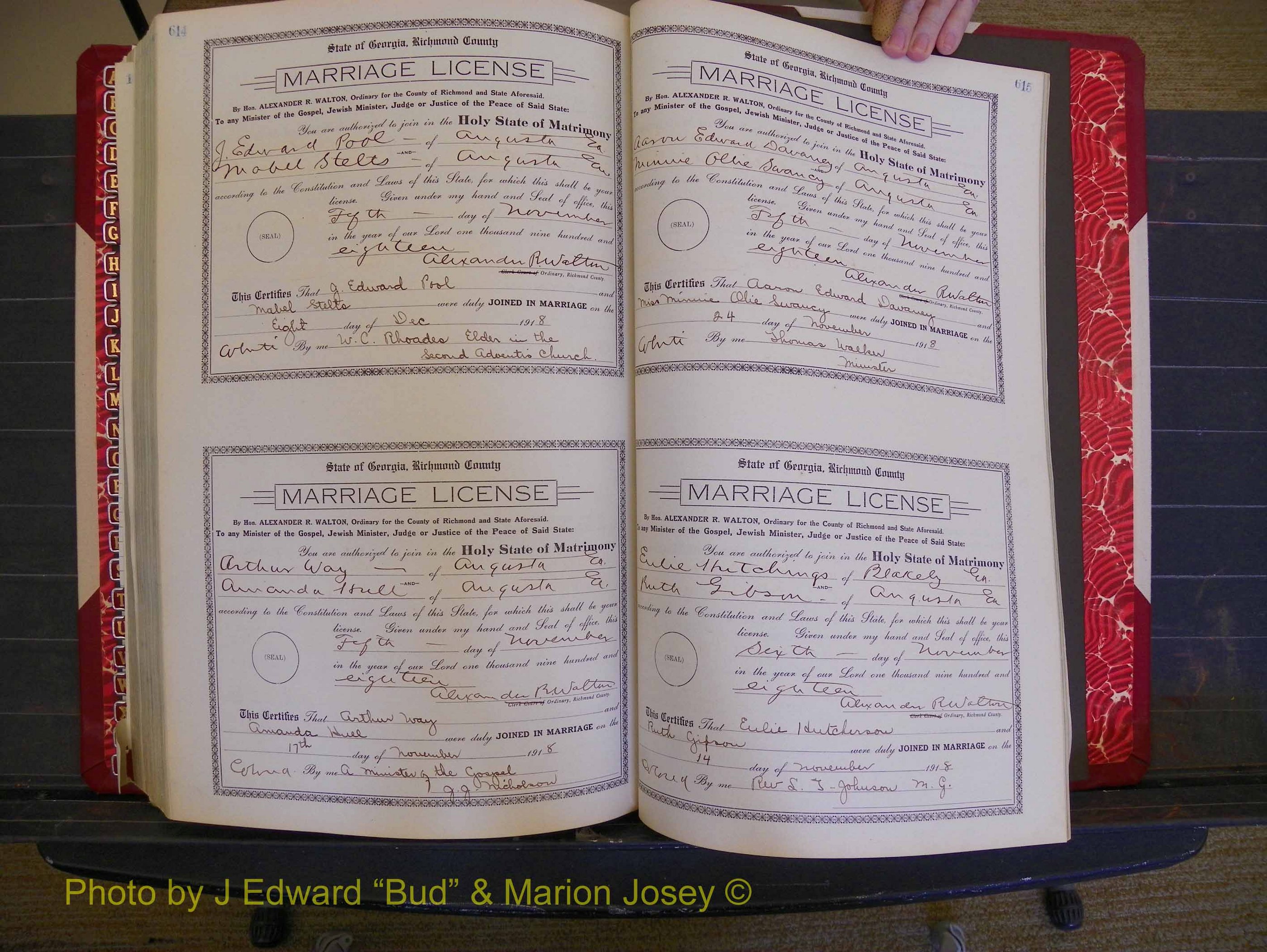 Richmond Marriages, Book LL, 1918 P 614-615.JPG