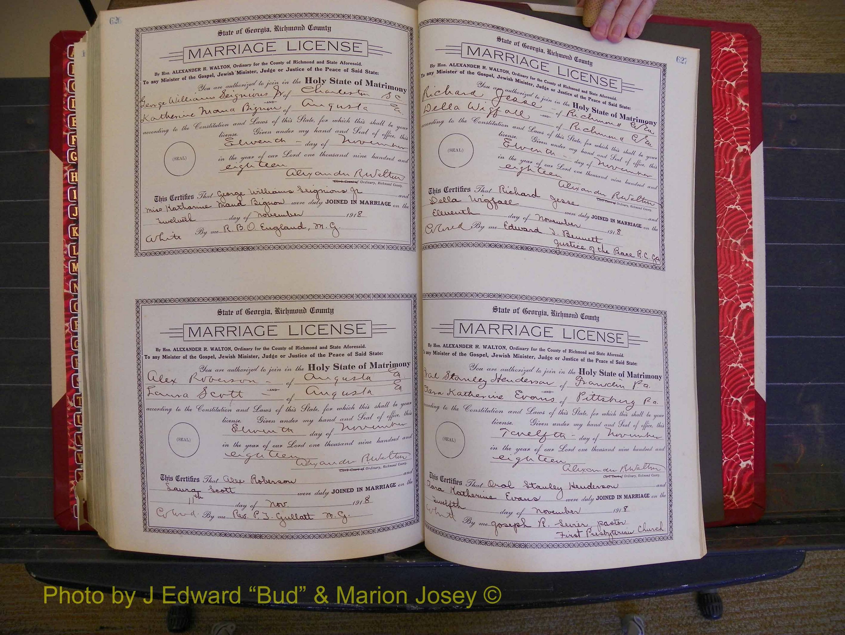 Richmond Marriages, Book LL, 1918 P 626-627.JPG