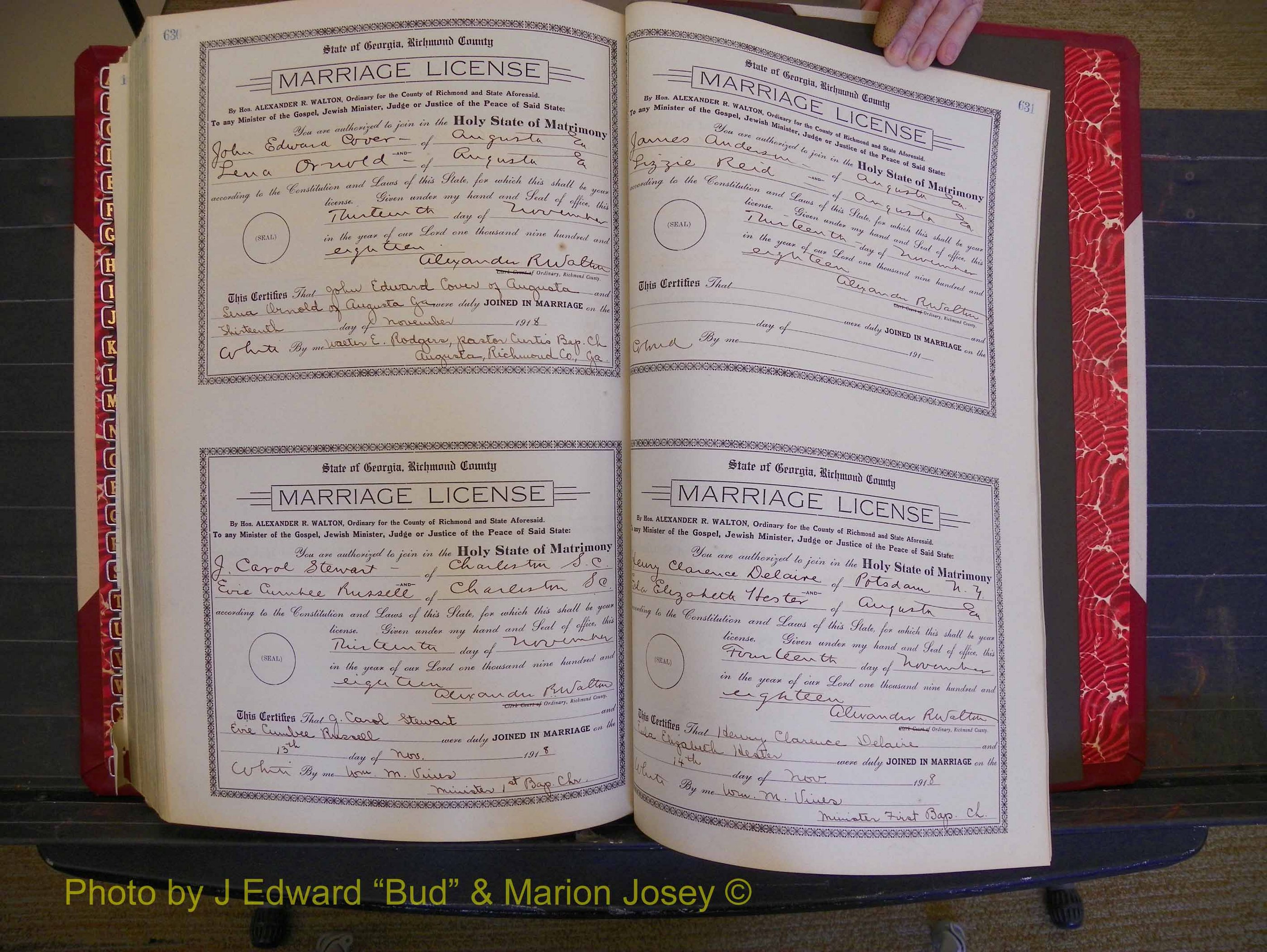 Richmond Marriages, Book LL, 1918 P 630-631.JPG
